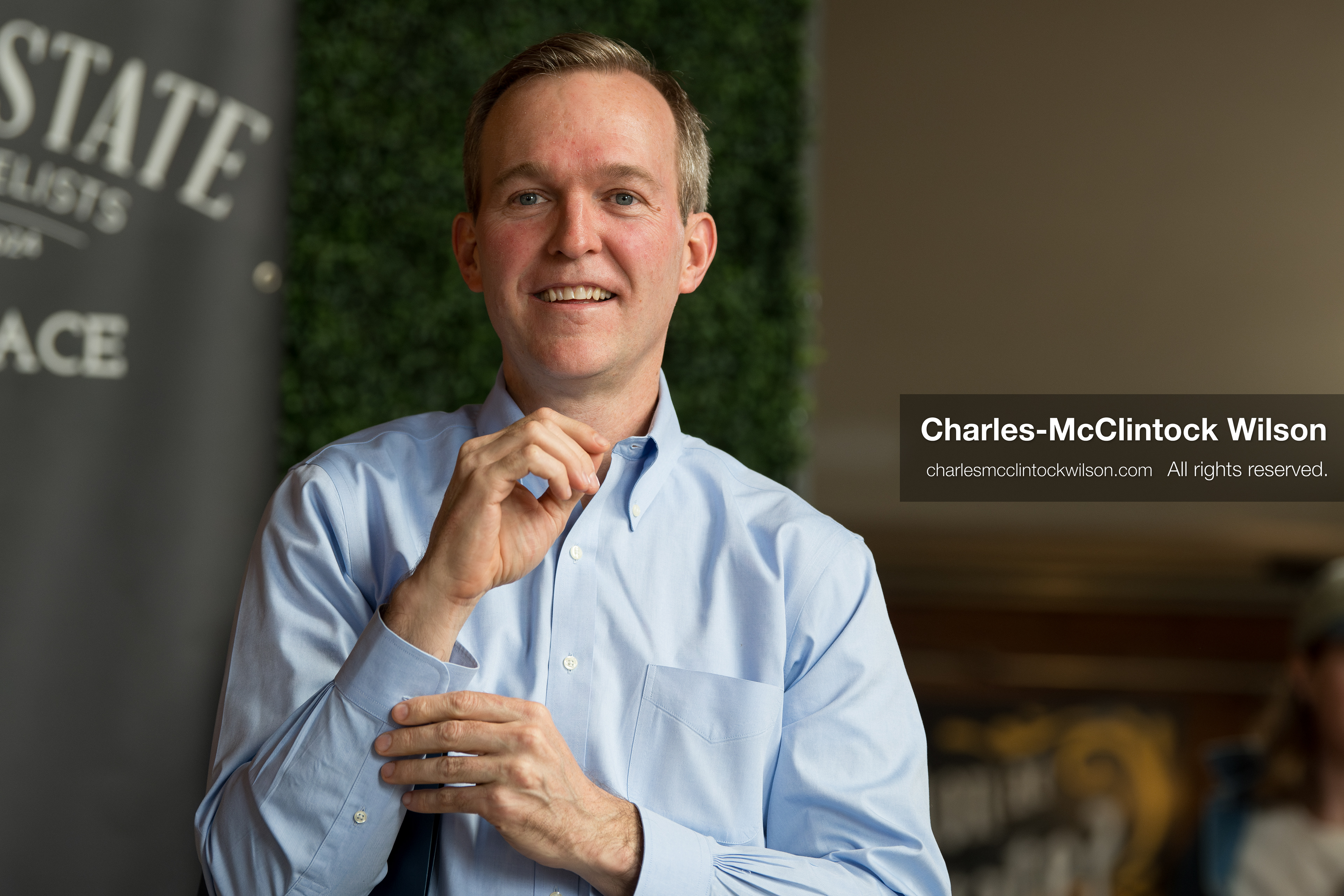 April 22, 2026, Salt Lake City, Utah, USA: Democratic congressional candidate BEN McADAMS gestures while speaking with attendees before the Earth Day 1st District Candidate Debate at Church and State Marketplace. The event, hosted by Stewardship Utah, brought together candidates to discuss environmental and policy issues ahead of the 2026 election. (Credit Image: © Charles-McClintock Wilson/ZUMA Press Wire)