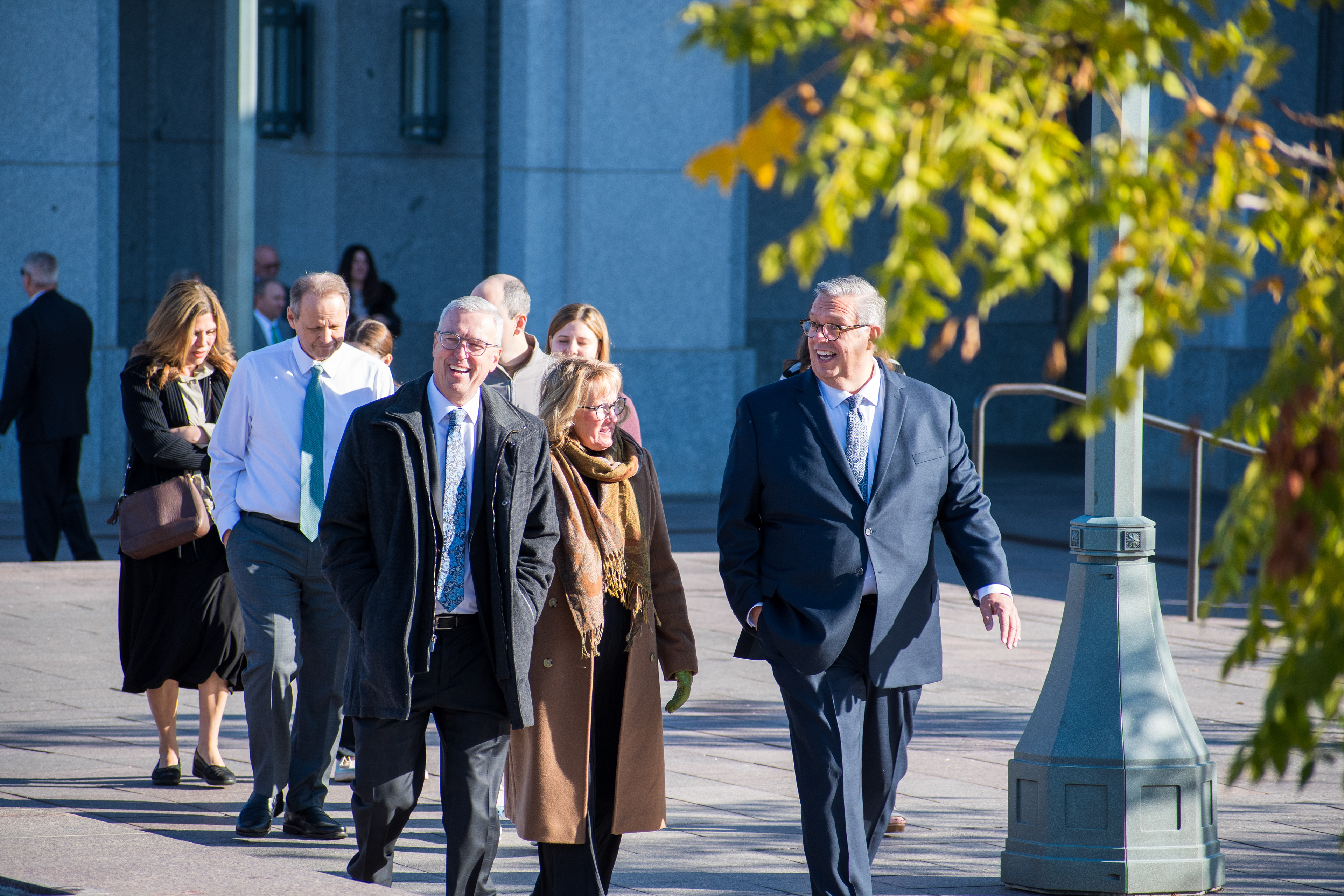 October 6, 2025, Salt Lake City, Utah, USA: People wait in line outside the Conference Center during the public viewing for RUSSELL M. NELSON, the 17th president of the Church of Jesus Christ of Latter-day Saints. Nelson died at his home in Salt Lake City, Utah, on September 27, 2025, at the age of 101. (Credit Image: © Charles-McClintock Wilson/ZUMA Press Wire)