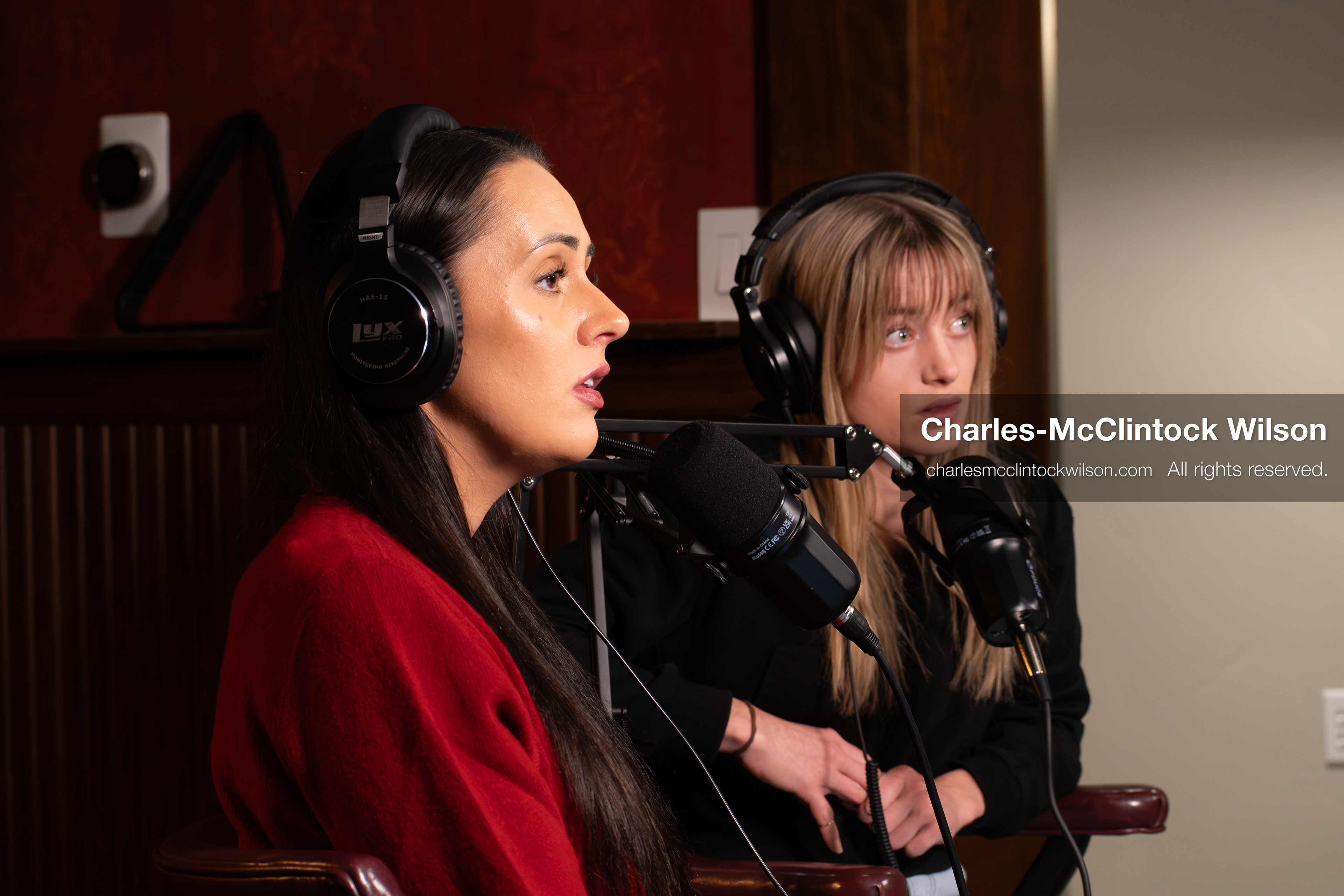 November 22, 2025 – Salt Lake City, Utah, USA: Brandi Siciliani and Billie Webb speak during the recording of an episode of The Brandi & Billie Show, an independent podcast known for its long-form commentary on politics, culture, and major world events. (Credit Image: © Charles‑McClintock Wilson)