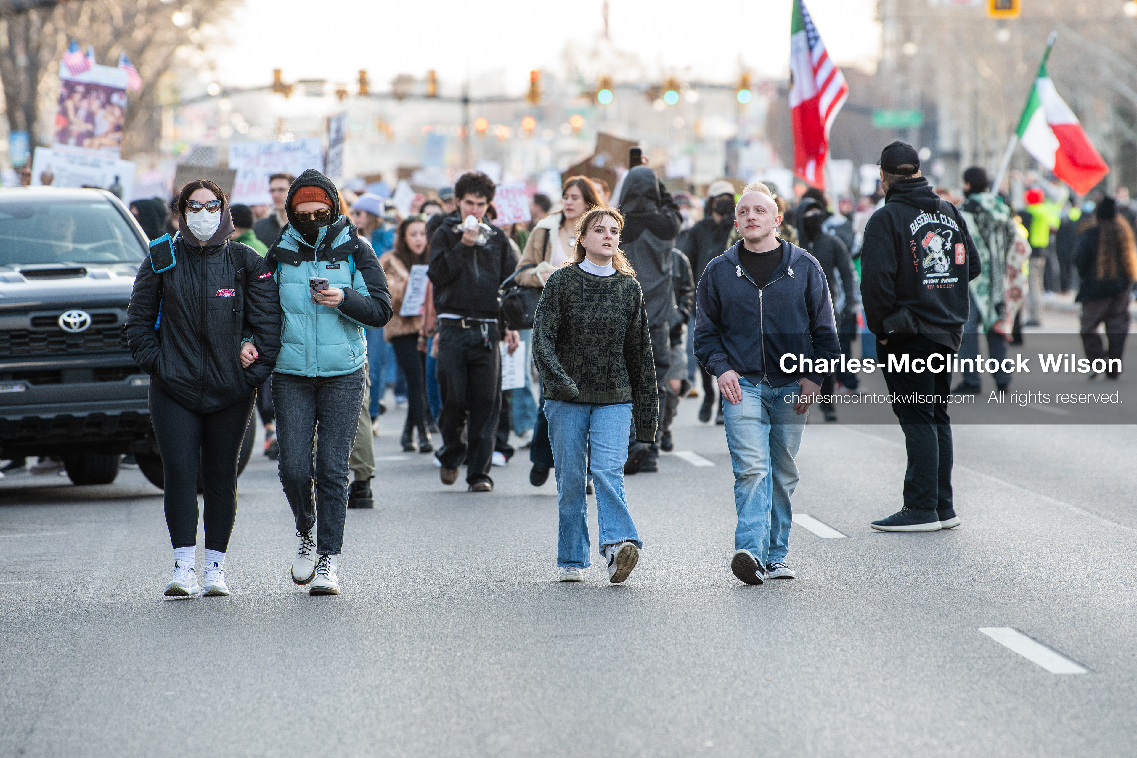 January 30, 2026, Salt Lake City, Utah, USA: Demonstrators march through downtown Salt Lake City during an anti‑ICE protest, part of a nationwide response to immigration enforcement policies. (Credit Image: © Charles‑McClintock Wilson/ZUMA Press Wire)