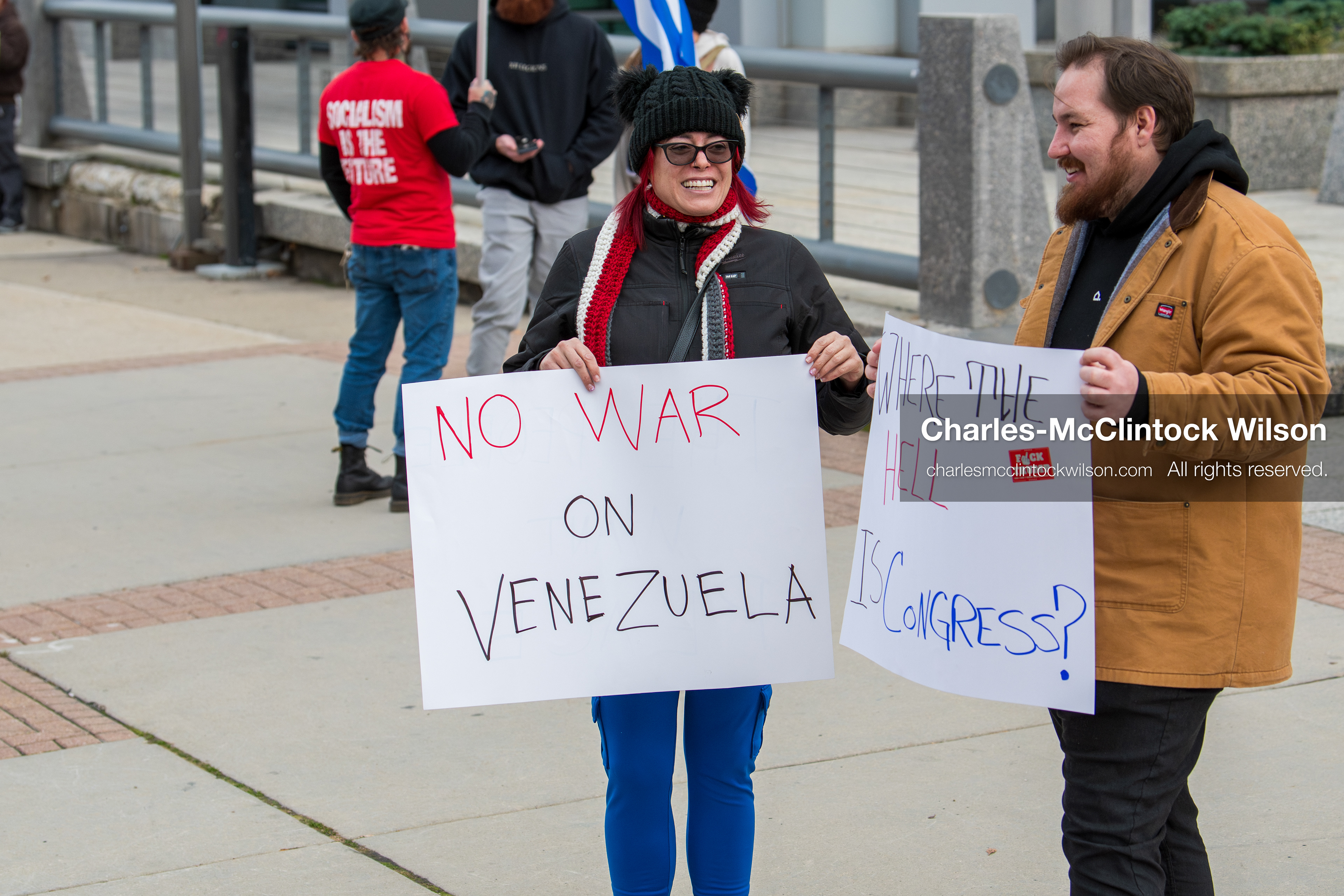 January 3, 2026, Salt Lake City, Utah, USA: Protesters hold signs during an emergency demonstration against US action in Venezuela outside the Wallace Federal Building in Salt Lake City, Utah. The event was part of a nationwide mobilization responding to recent military developments. (Credit Image: (c) Charles‑McClintock Wilson/ZUMA Press Wire)