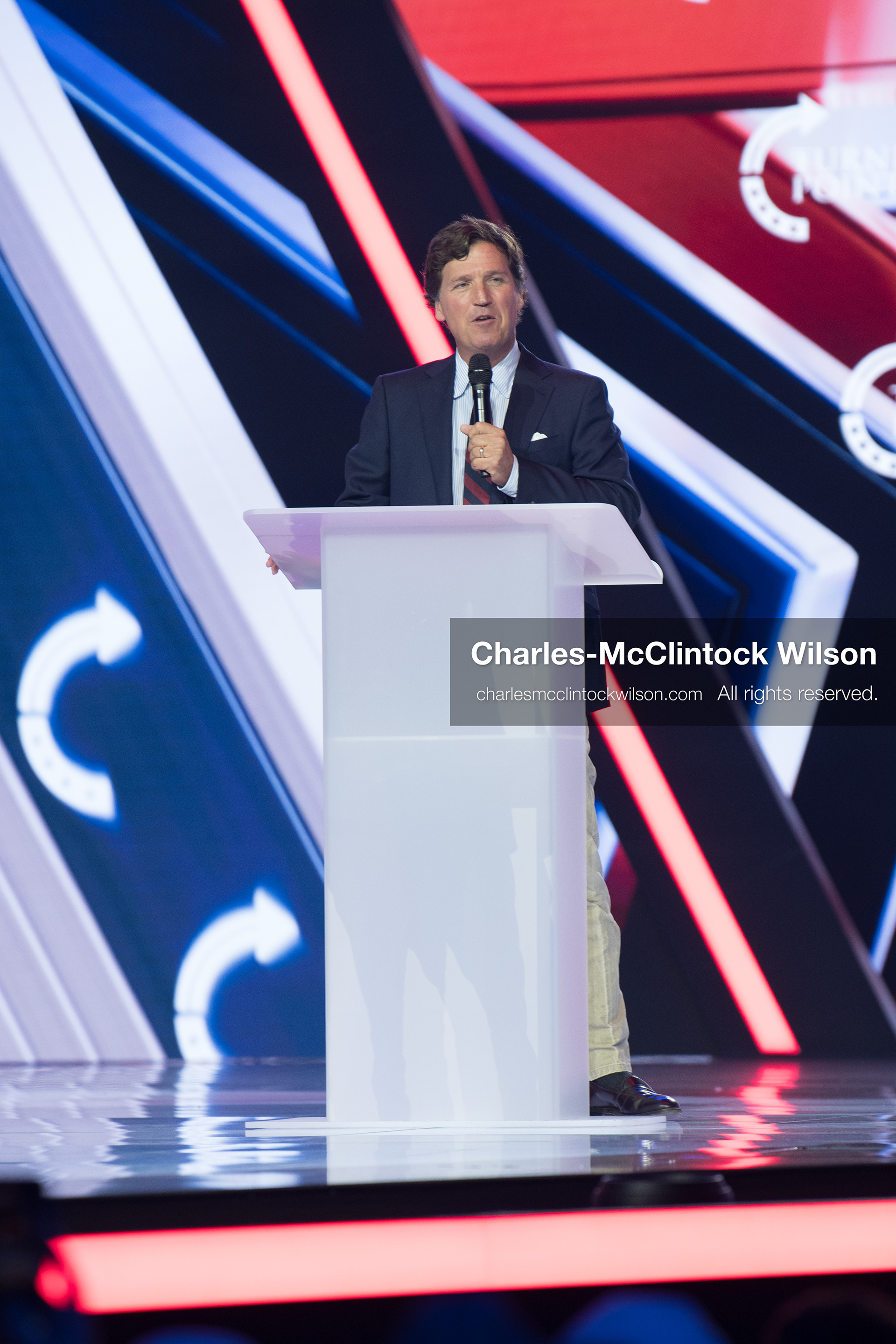 December 18, 2025, Phoenix, Arizona, USA: Tucker Carlson speaks on Day One of Turning Point USA’s AmericaFest 2025 at the Phoenix Convention Center in Phoenix, Arizona.   (Credit Image: © Charles‑McClintock Wilson/ZUMA Press Wire)