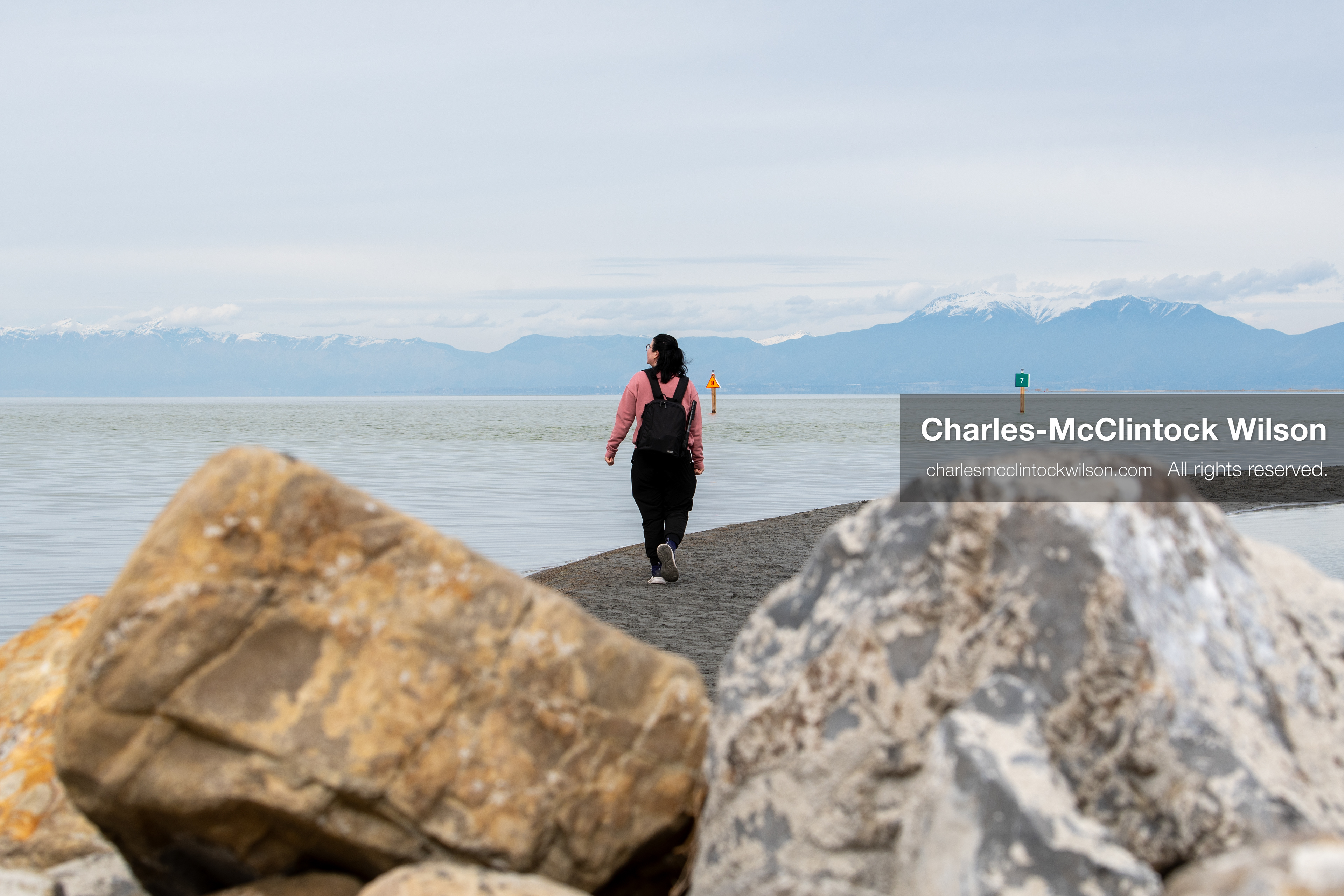 March 1, 2026, Great Salt Lake, Utah, USA: A person walks along the exposed shoreline of the Great Salt Lake as water levels in the region remain historically low. Reports from state officials and the Great Salt Lake Strike Team state that the lake continues to fall within a serious adverse‑effects range, with elevations among the lowest recorded in more than one hundred years. The lake has drawn increased public attention as lawmakers consider large‑scale water projects and long‑term plans to address declining conditions. (Credit Image: © Charles‑McClintock Wilson/ZUMA Press Wire)