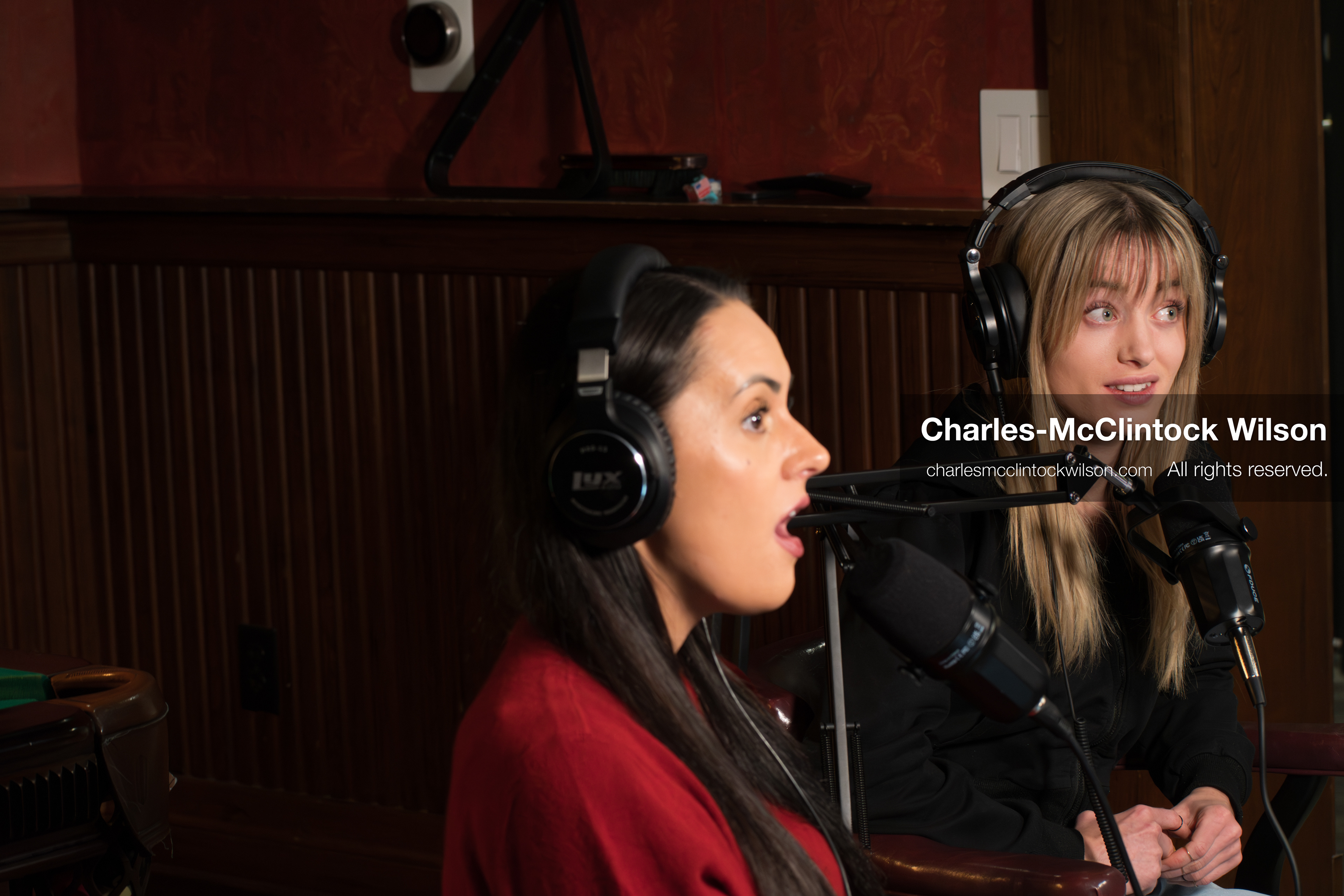 November 22, 2025 – Salt Lake City, Utah, USA: Brandi Siciliani and Billie Webb speak during the recording of an episode of The Brandi & Billie Show, an independent podcast known for its long-form commentary on politics, culture, and major world events. (Credit Image: © Charles‑McClintock Wilson)