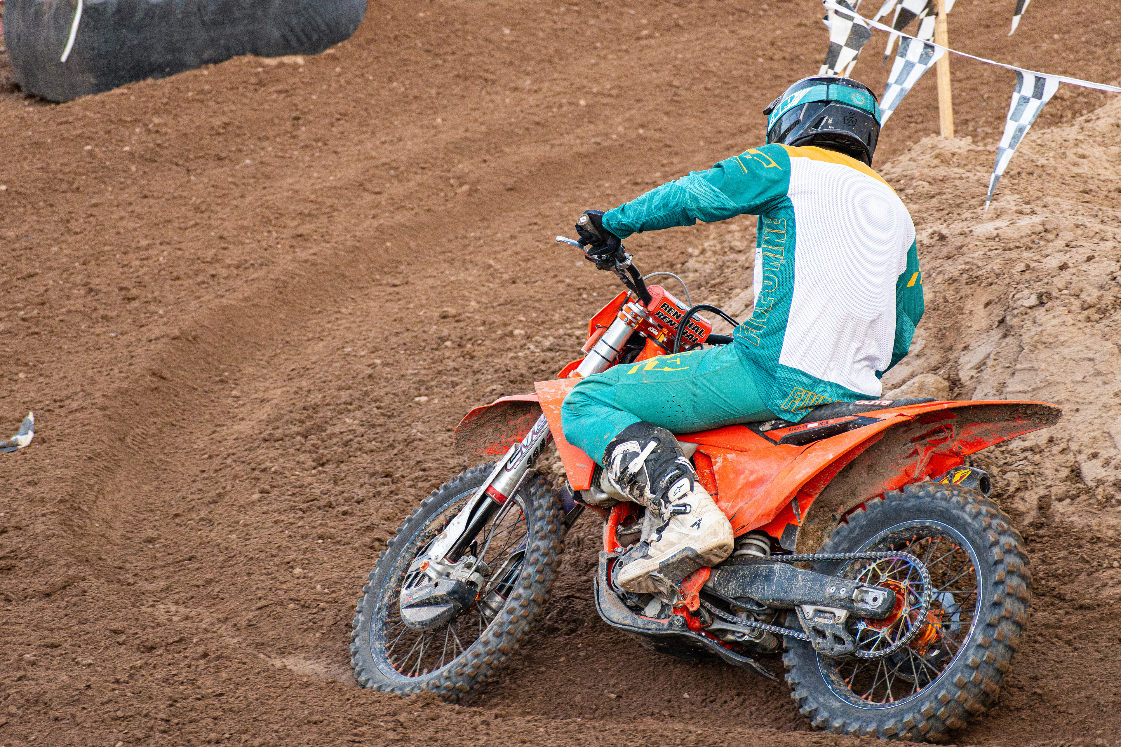Nephi, Utah – June 28, 2025: A motocross rider competes during the Juab Xtreme Racing event at Juab County Fairgrounds.