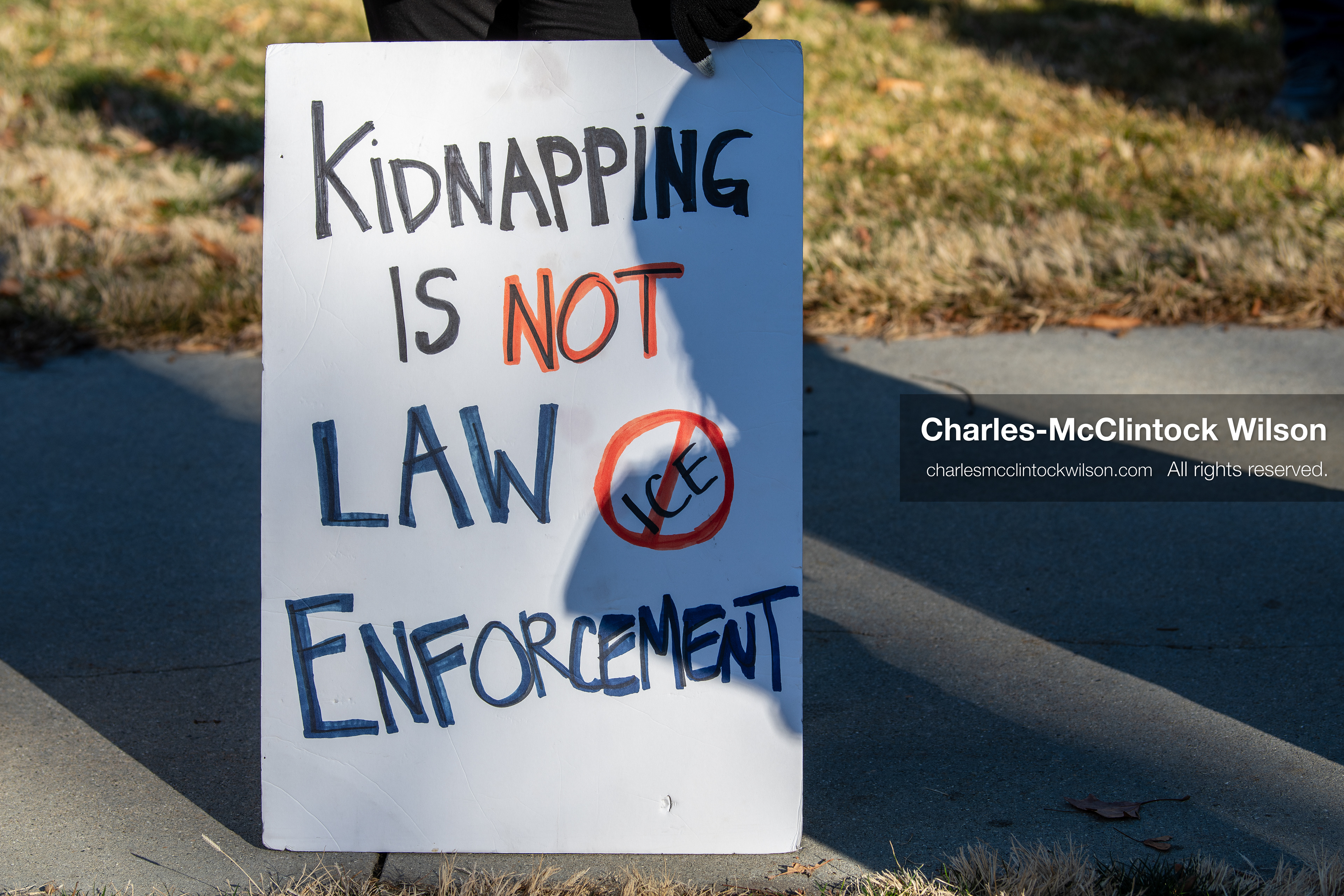 Salt Lake City, Utah, January 10, 2026: A protest sign placed on the sidewalk during the ICE Out for Good protest at Washington Square Park calls for justice for Renee Nicole Good and denounces ICE’s enforcement tactics. (Credit Image: © Charles‑McClintock Wilson/ZUMA Press Wire)