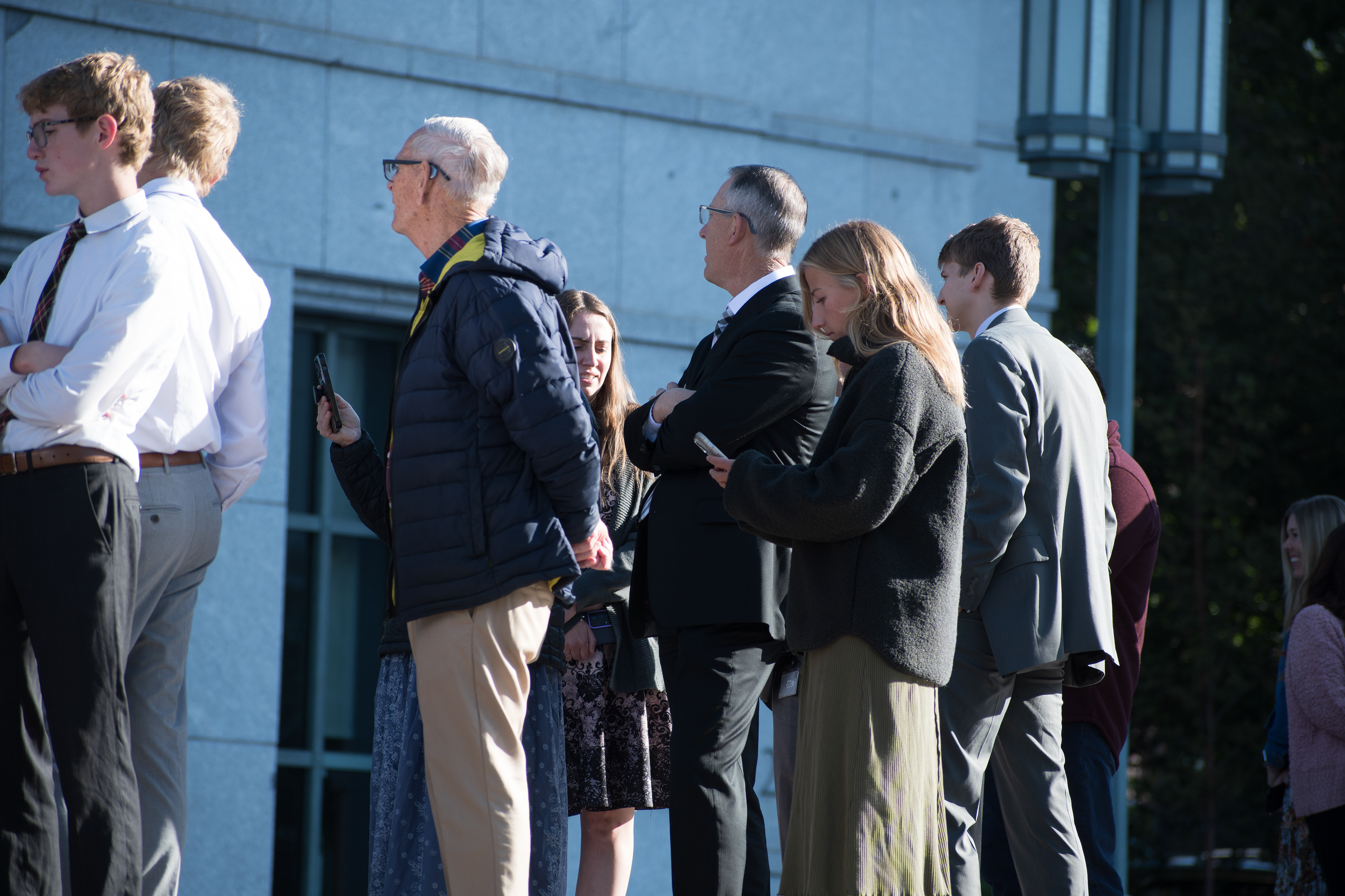 October 6, 2025, Salt Lake City, Utah, USA: People wait in line outside the Conference Center during the public viewing for RUSSELL M. NELSON, the 17th president of the Church of Jesus Christ of Latter-day Saints. Nelson died at his home in Salt Lake City, Utah, on September 27, 2025, at the age of 101. (Credit Image: © Charles-McClintock Wilson/ZUMA Press Wire)