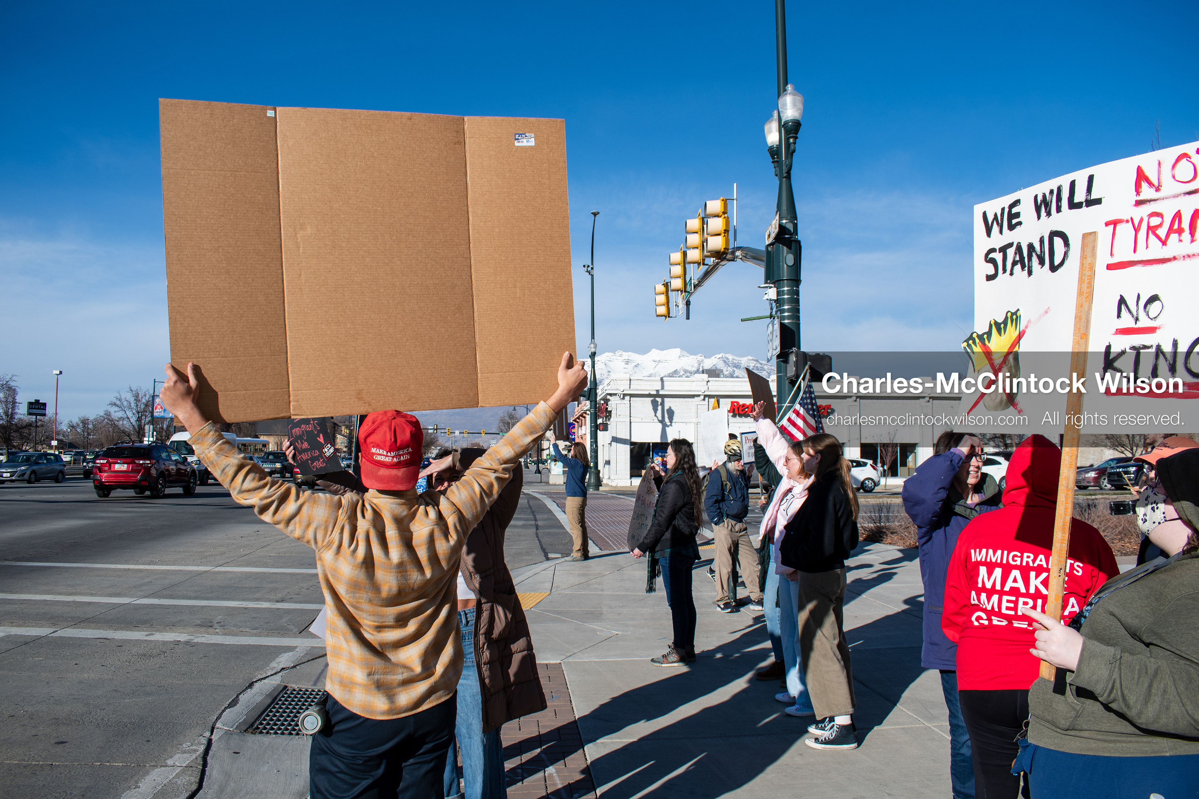 January 20, 2026, Provo, Utah, USA: Protesters gather outside Provo City Hall during the Free America Walkout protest in Provo, Utah, on January 20, 2026. Demonstrators held signs calling for justice, immigration reform, and an end to detention practices. (Credit Image: © Charles-McClintock Wilson/ZUMA Press Wire)