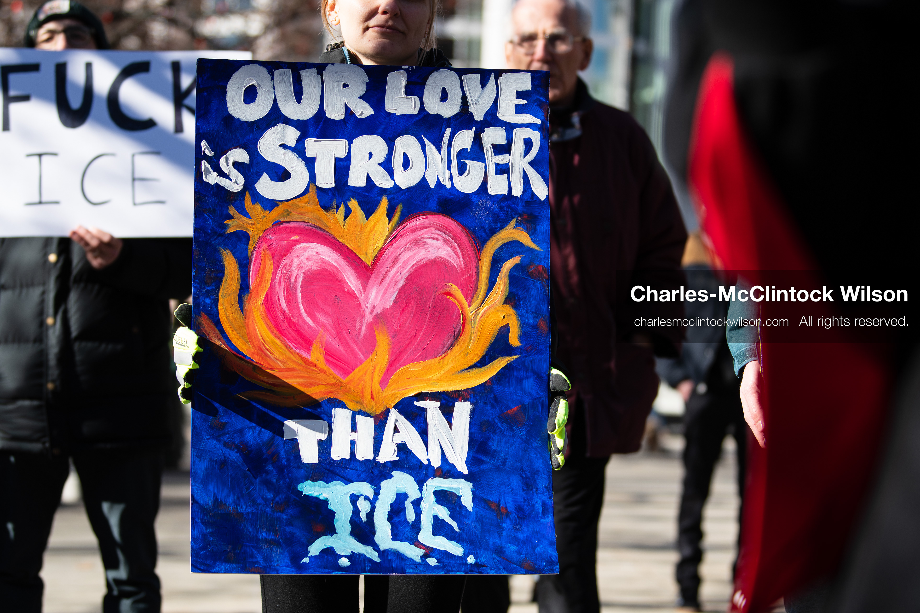January 10, 2026, Salt Lake City, Utah, USA: A protester holds a sign during the ICE Out for Good protest in Salt Lake City, Utah, on January 10, 2026, a demonstration against ICE and calling for justice for Renee Nicole Good. (Credit Image: © Charles-McClintock Wilson/ZUMA Press Wire)