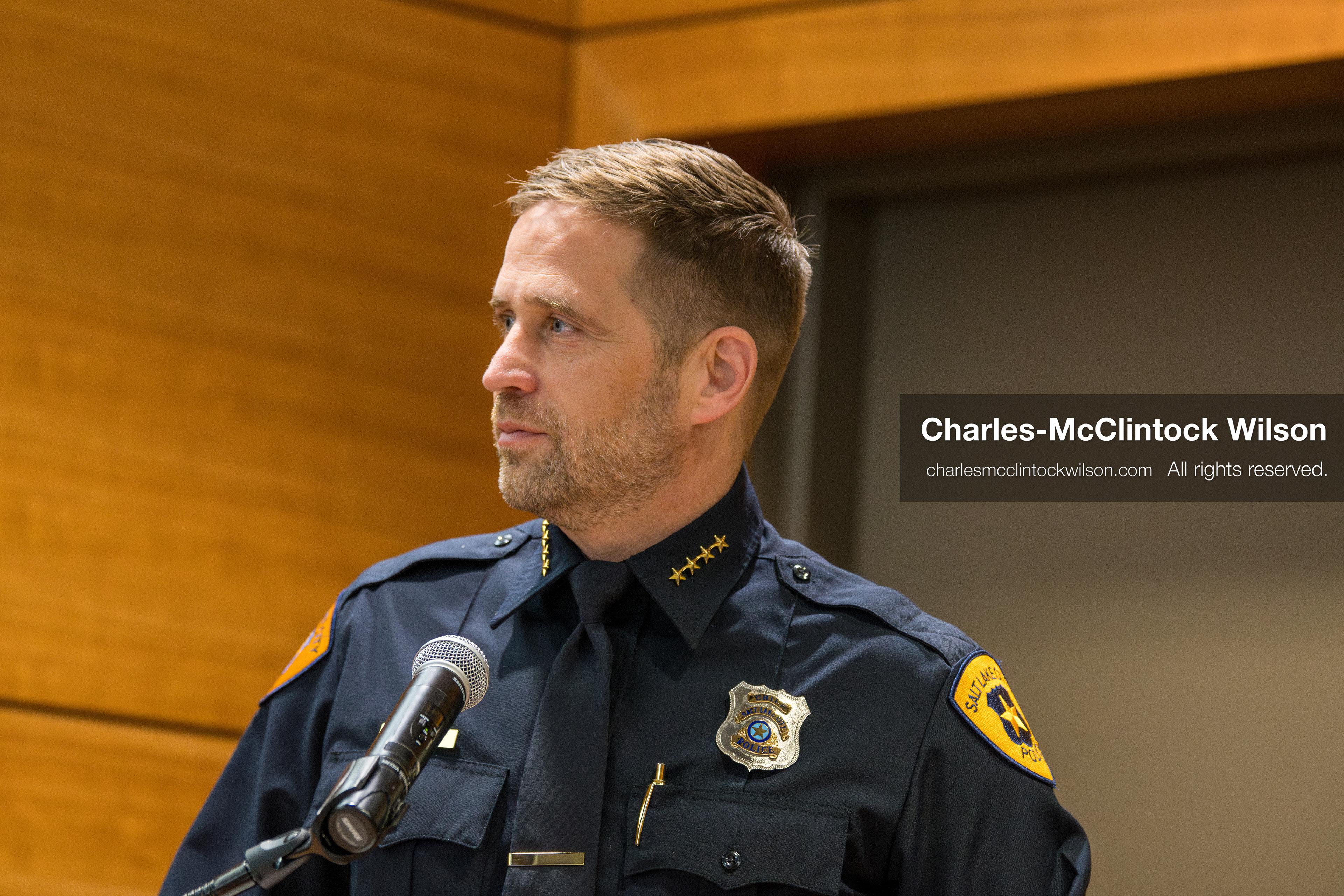 January 8, 2026, Salt Lake City, Utah, USA: Salt Lake City Police Chief BRIAN REDD speaks during a press conference at the Salt Lake City Public Safety Building in Salt Lake City, Utah, on Jan. 8, 2026. Officials provided updates on the investigation into the shooting outside an LDS meetinghouse on Redwood Road the previous night, where 38 year old Sione Vatuvei and 46 year old Vaea Tulikihihifo were killed and six others were wounded during a memorial service. Police said they have solid leads and are reviewing surveillance video and license plate reader data. (Credit Image: © Charles-McClintock Wilson/ZUMA Press Wire)