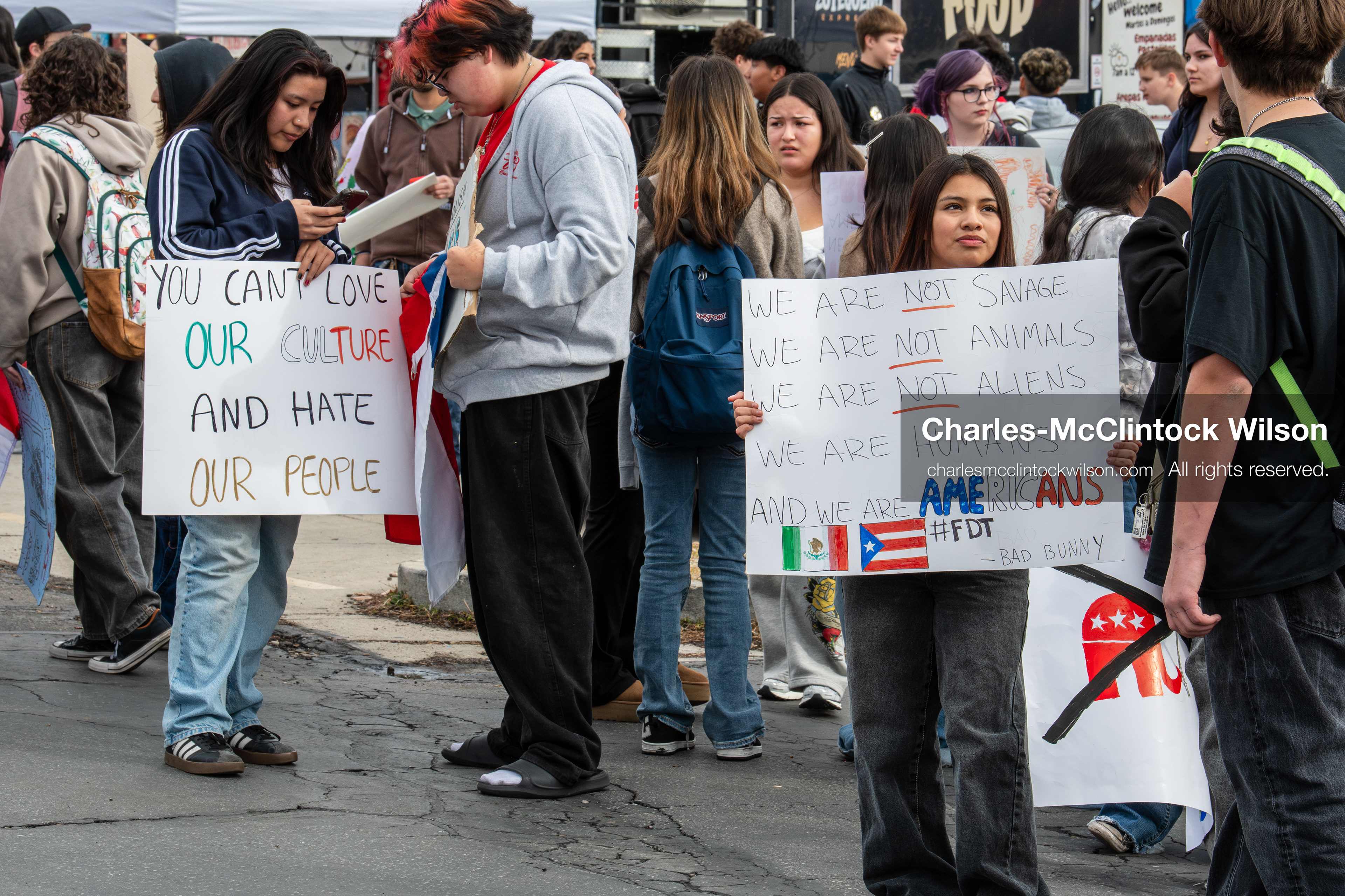 February 11, 2026, Orem, Utah, USA: Students gather in a parking lot during a student‑led protest involving participants from multiple Orem schools. (Credit Image: © Charles‑McClintock Wilson/ZUMA Press Wire)