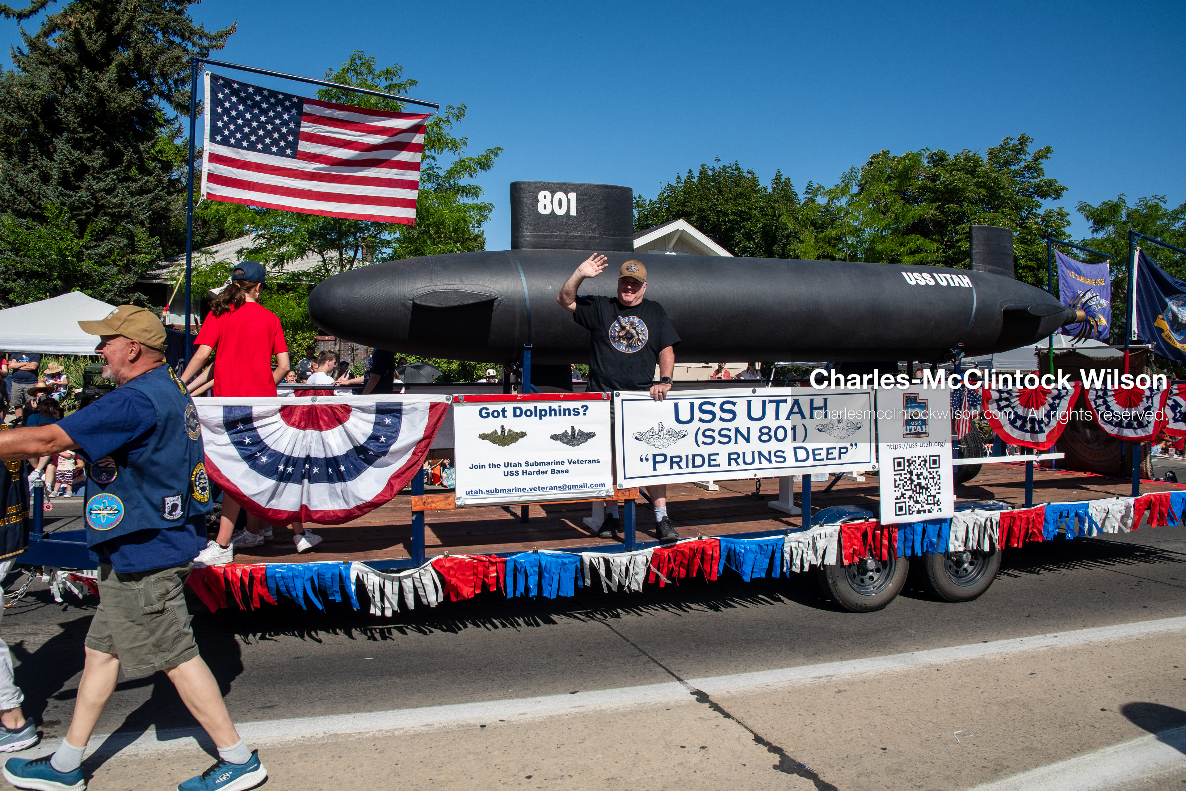 July 4, 2026, Provo, Utah, USA: A parade float featuring a scale model of the USS Utah (SSN 801) nuclear submarine rolls down the street during America's Freedom Festival Grand Parade in Provo, Utah, Saturday, July 4, 2026. The annual Independence Day event features expanded programming to honor the 250th anniversary of United States independence. (Credit Image: © Charles-McClintock Wilson/ZUMA Press Wire)