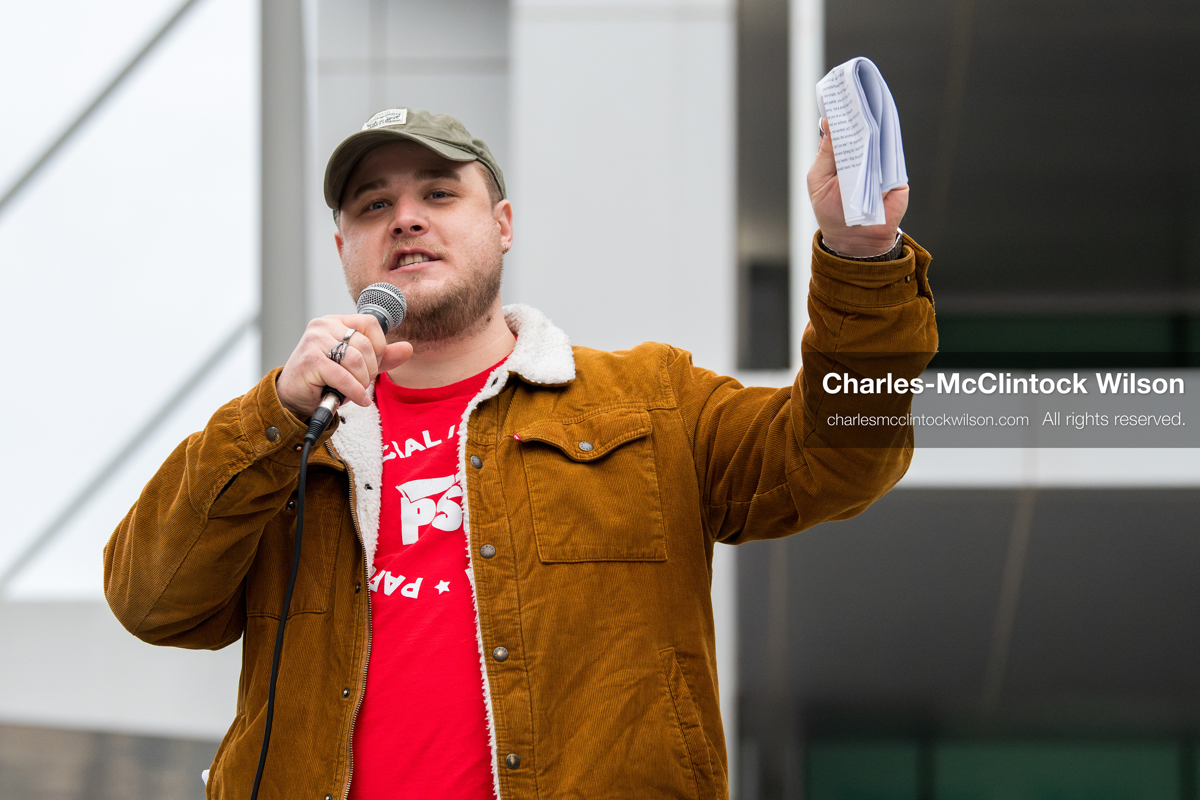 January 3, 2026, Salt Lake City, Utah, USA: A speaker addresses demonstrators during a protest against US military action in Venezuela outside the Wallace Federal Building in Salt Lake City, Utah. The protest was part of a nationwide mobilization opposing airstrikes and foreign intervention. (Credit Image: (c) Charles‑McClintock Wilson/ZUMA Press Wire)