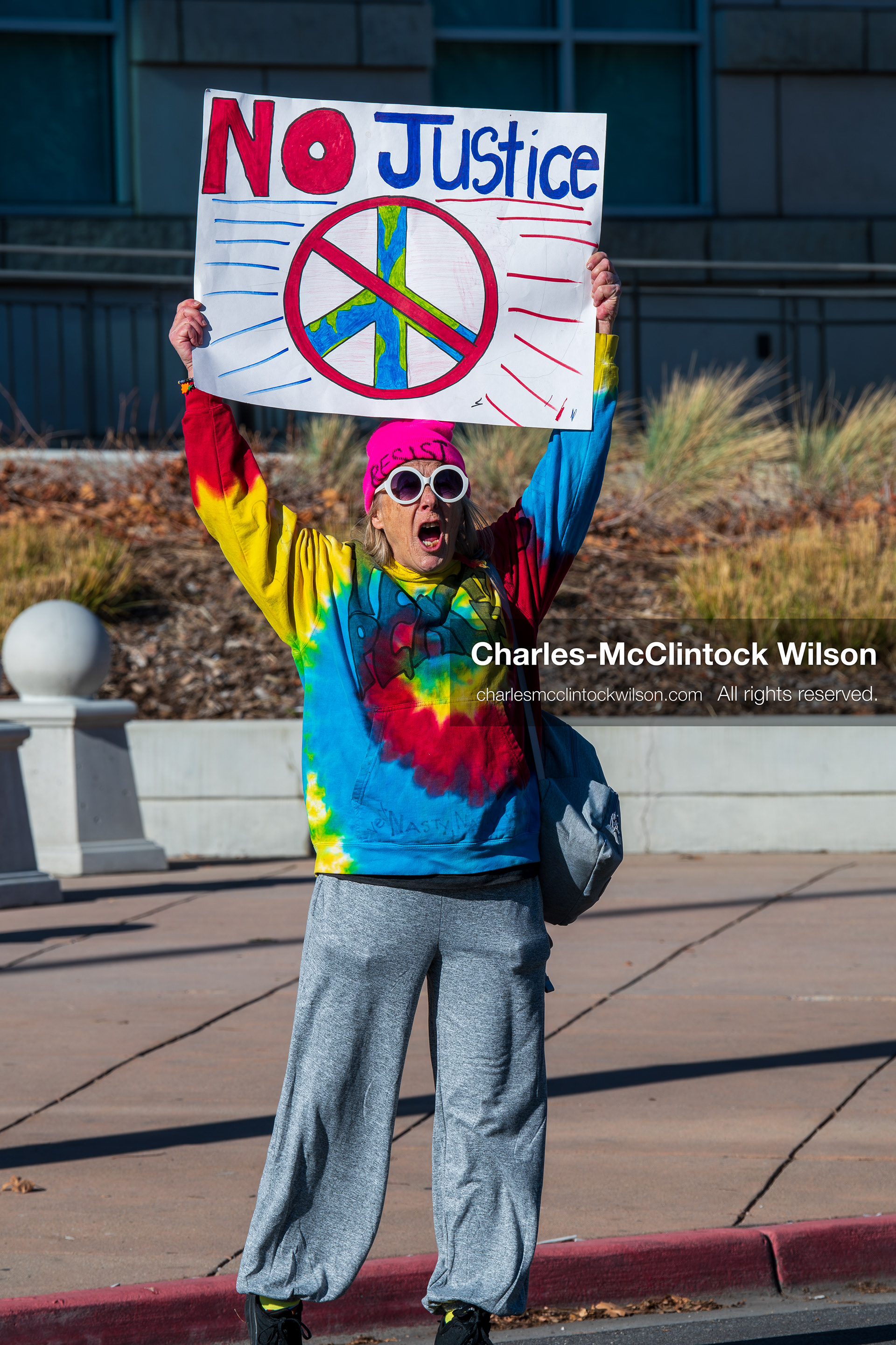 Salt Lake City, Utah, January 10, 2026: A protester holds a sign outside the Scott M. Matheson Courthouse during the ICE Out for Good protest, a demonstration calling for justice for Renee Nicole Good. (Credit Image: © Charles‑McClintock Wilson/ZUMA Press Wire)