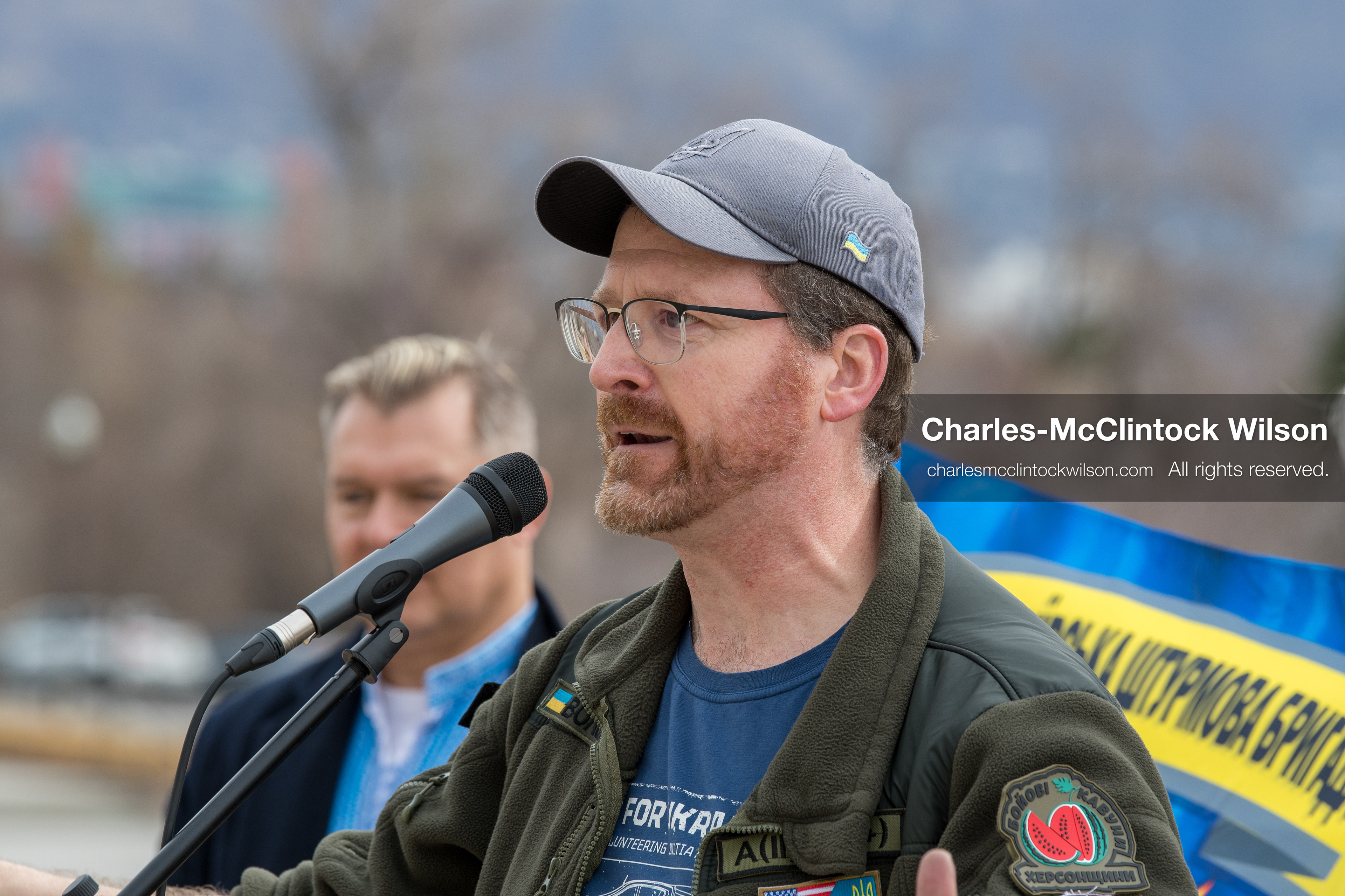 February 28, 2026, Salt Lake City, Utah, USA: NATHANIEL SANDERS, a Salt Lake County Deputy District Attorney and a vocal advocate for Ukraine, speaks during the Stand With Ukraine rally at the Utah State Capitol. The event marked the four year anniversary of the full scale Russian invasion of Ukraine and brought community members together in support of Ukrainians and local humanitarian efforts. (Credit Image: © Charles McClintock Wilson/ZUMA Press Wire)