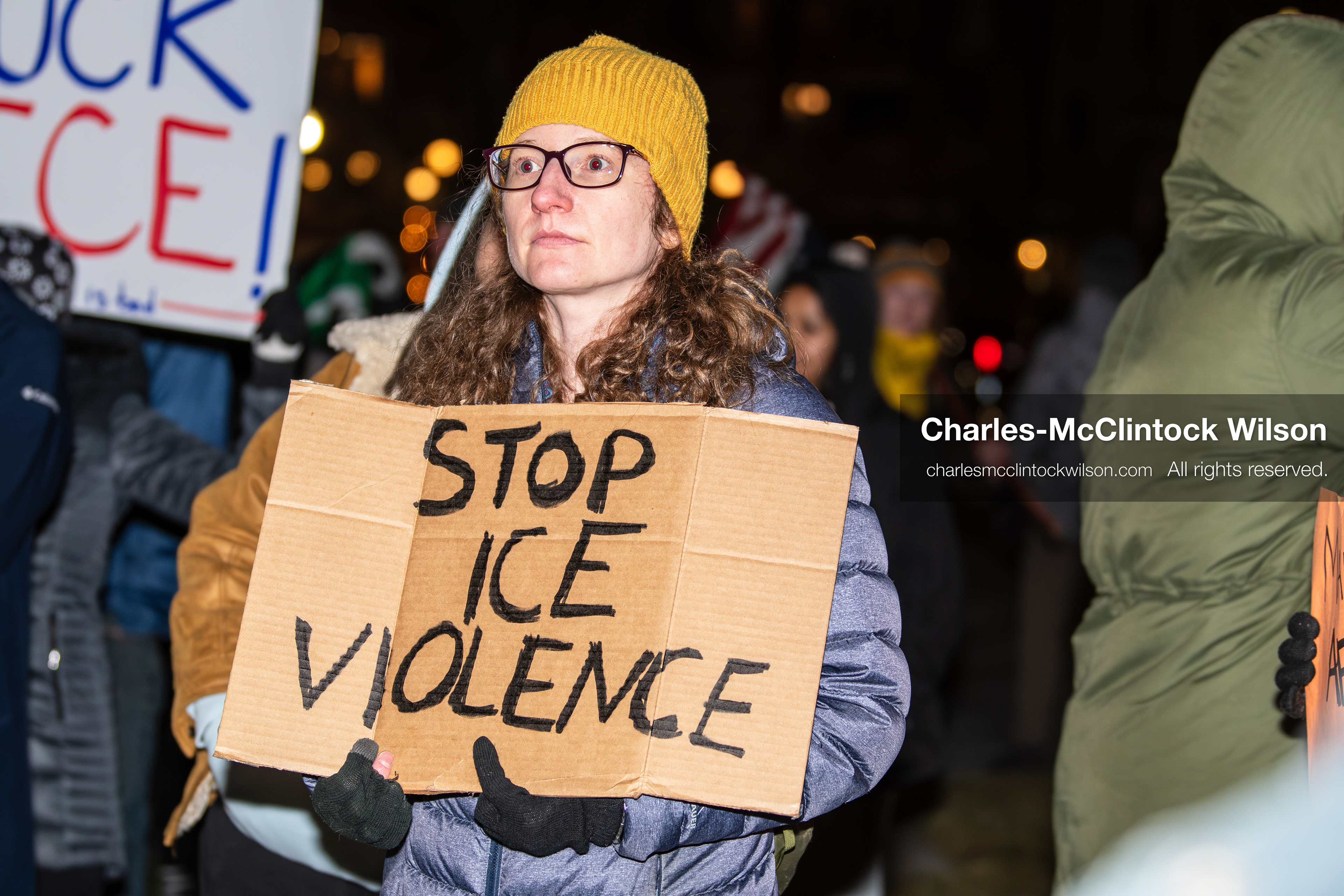 January 8, 2026, Salt Lake City, Utah, USA: A demonstrator holds a sign during an anti ICE protest at Pioneer Park in Salt Lake City Utah on Jan 8 2026. The rally followed the death of Renee Nicole Good a Minneapolis woman who was fatally shot during an encounter with immigration authorities and drew hundreds calling for accountability and changes to enforcement practices. (Credit Image: © Charles-McClintock Wilson/ZUMA Press Wire)