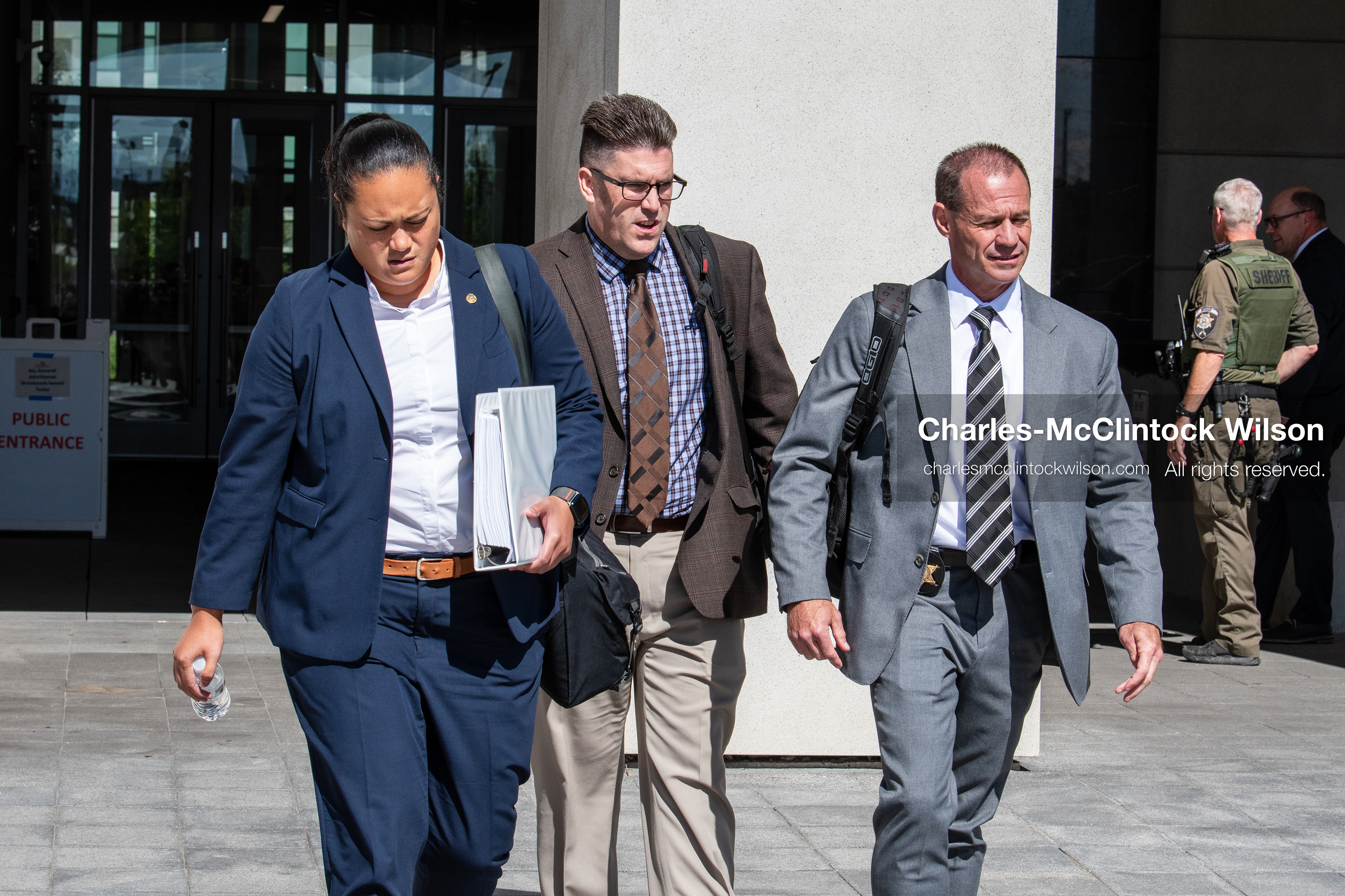 July 8, 2026, Provo, Utah, USA: Utah State Bureau of Investigation agent DAVID HULL walks with colleagues outside the Fourth District Court following the third day of the preliminary hearing in the Tyler Robinson case. (Credit Image: © Charles-McClintock Wilson/ZUMA Press Wire)
