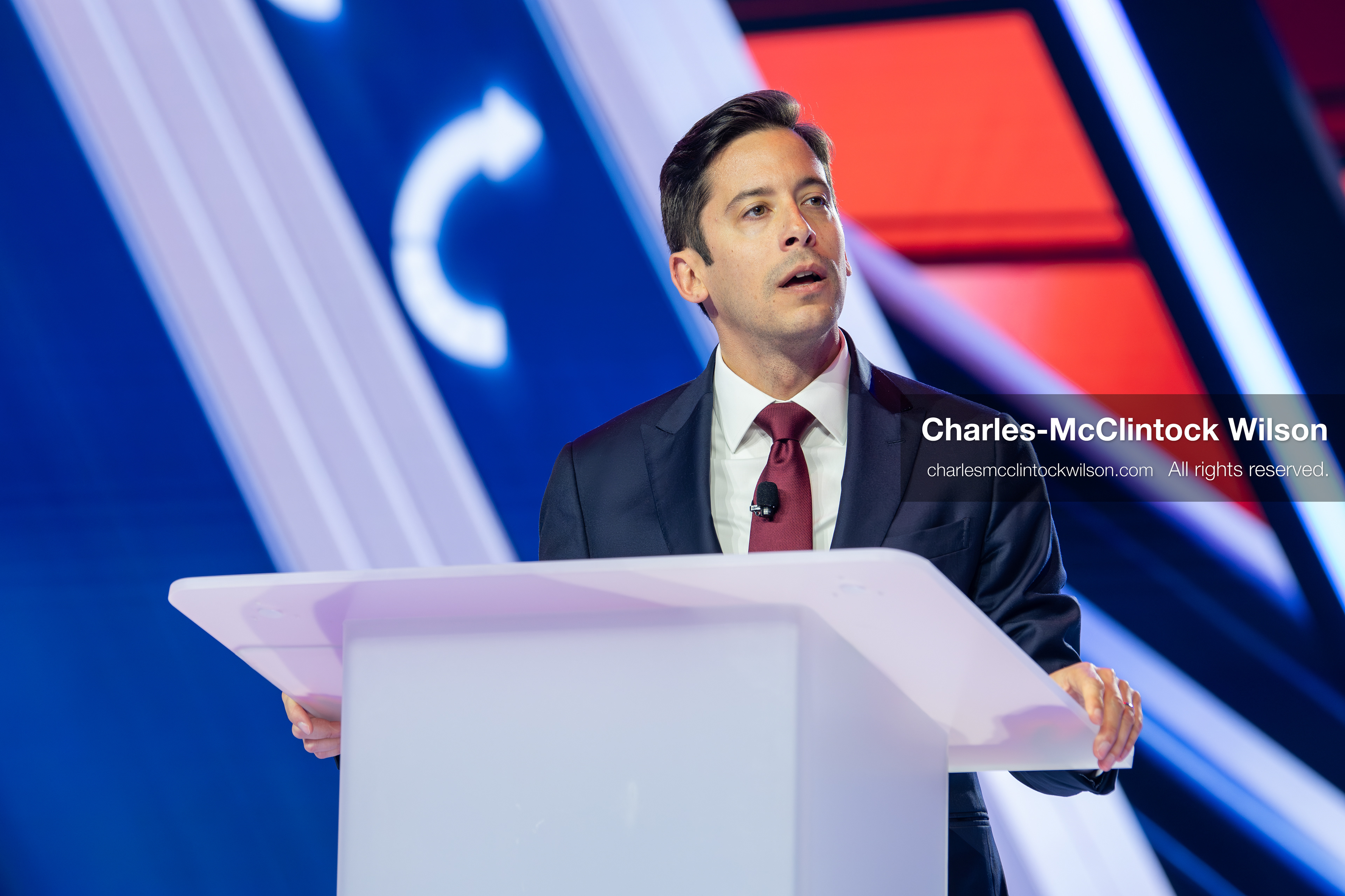 December 18, 2025, Phoenix, Arizona, USA: Michael Knowles speaks during Day One of Turning Point USA’s AmericaFest 2025 at the Phoenix Convention Center in Phoenix, Arizona.