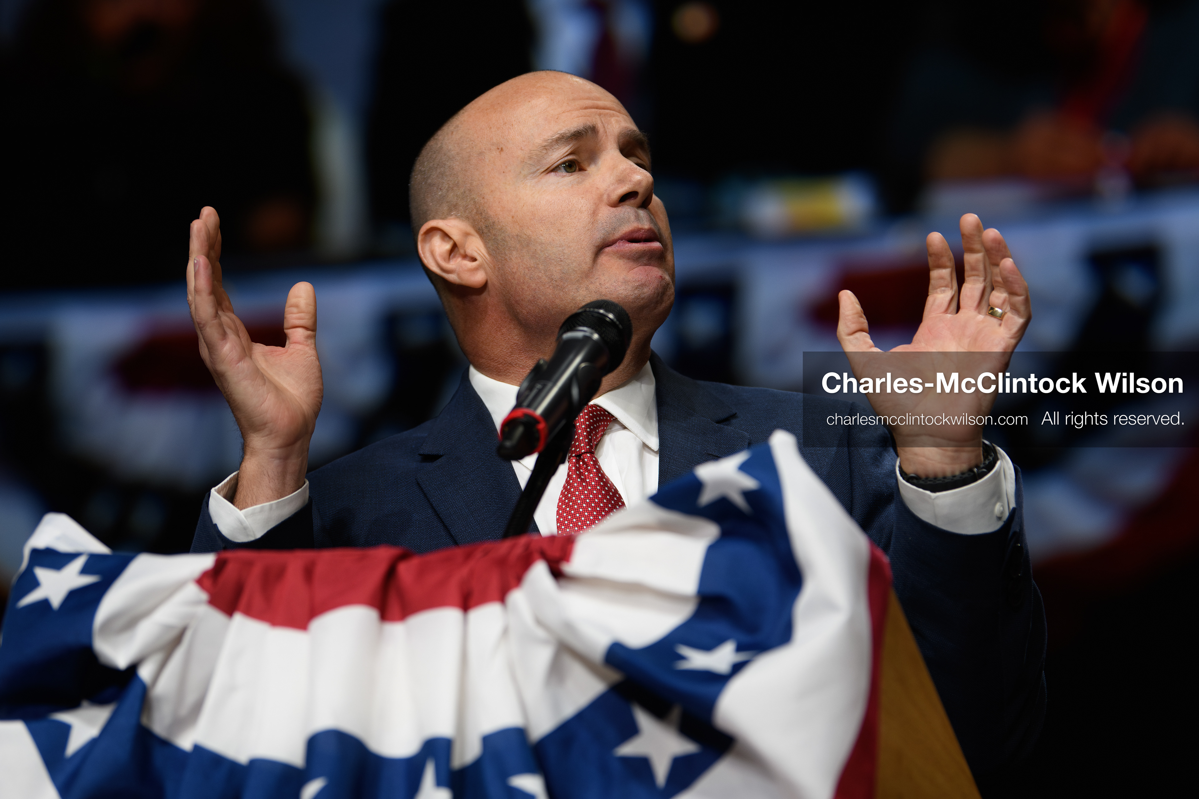 April 25, 2026, Orem, Utah, USA: U.S. Sen. MIKE LEE (R‑UT) speaks during the 2026 Utah Republican State Nominating Convention at the UCCU Center on the campus of Utah Valley University in Orem. (Credit Image: © Charles-McClintock Wilson/ZUMA Press Wire)