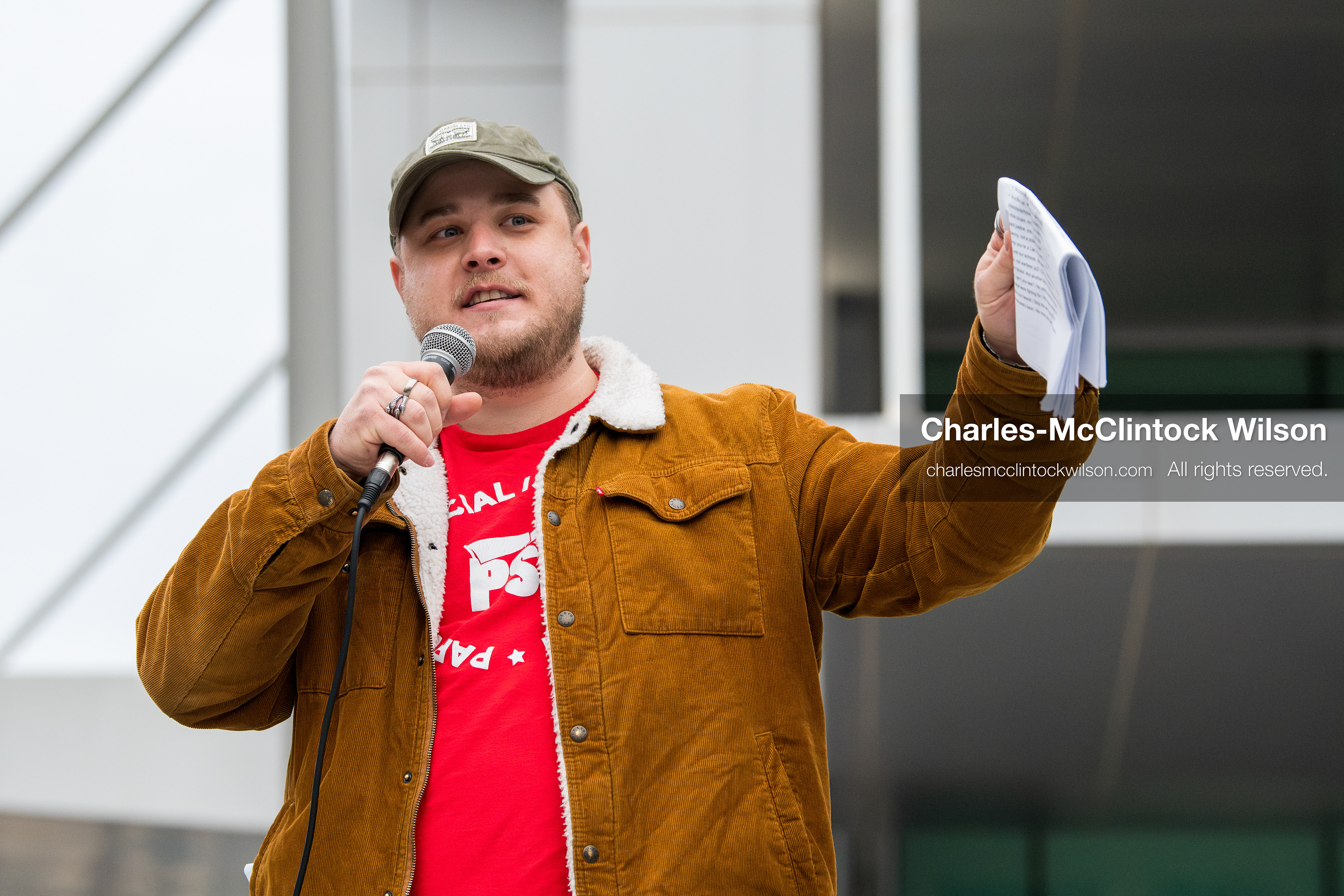 January 3, 2026, Salt Lake City, Utah, USA: A speaker addresses demonstrators during a protest against US military action in Venezuela outside the Wallace Federal Building in Salt Lake City, Utah. The protest was part of a nationwide mobilization opposing airstrikes and foreign intervention. (Credit Image: (c) Charles‑McClintock Wilson/ZUMA Press Wire)