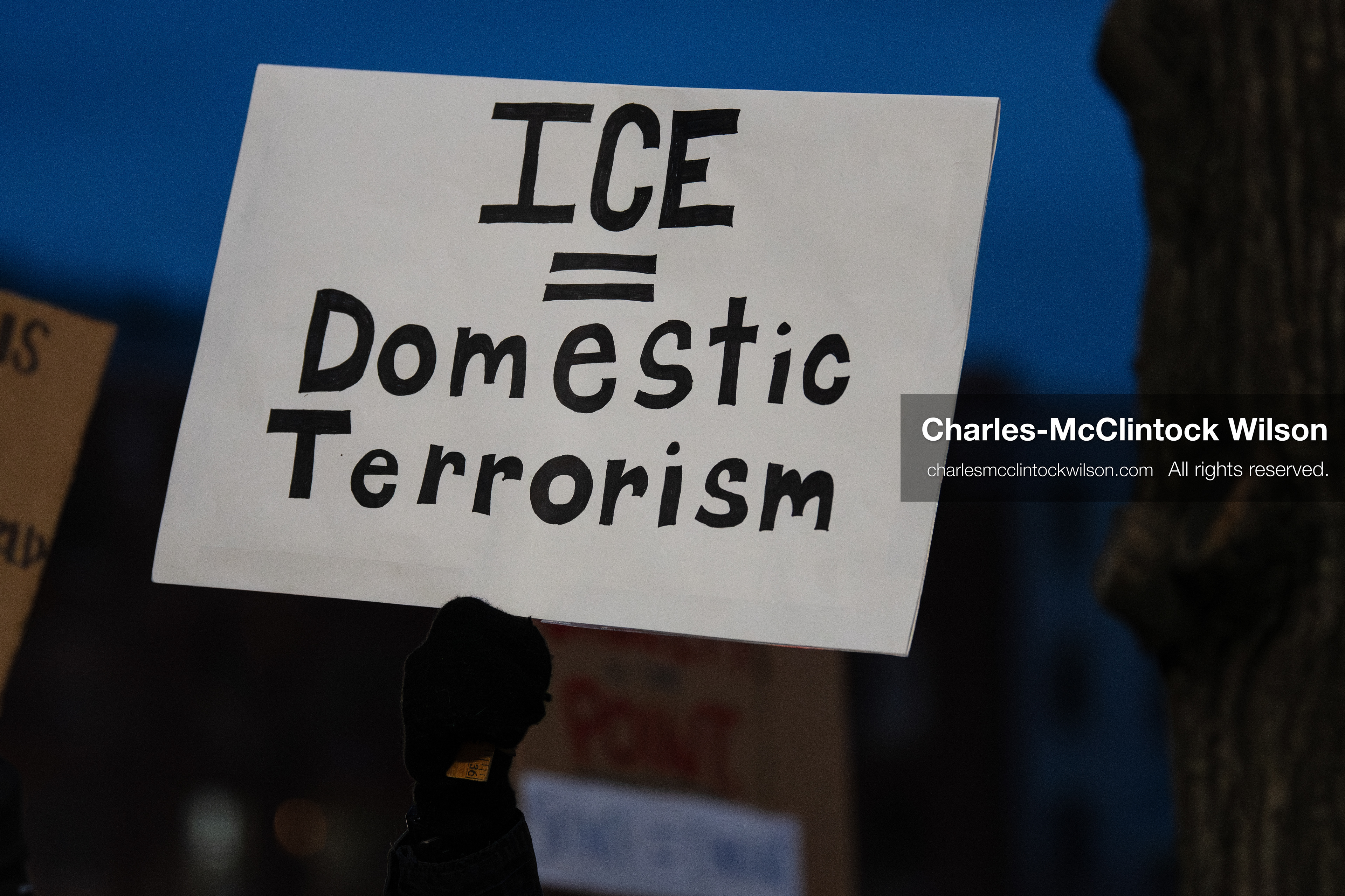 January 8, 2026, Salt Lake City, Utah, USA: A demonstrator holds a sign during an anti ICE protest at Pioneer Park in Salt Lake City Utah on Jan 8 2026. The rally followed the death of Renee Nicole Good a Minneapolis woman who was fatally shot during an encounter with immigration authorities and drew hundreds calling for accountability and changes to enforcement practices. (Credit Image: © Charles-McClintock Wilson/ZUMA Press Wire)