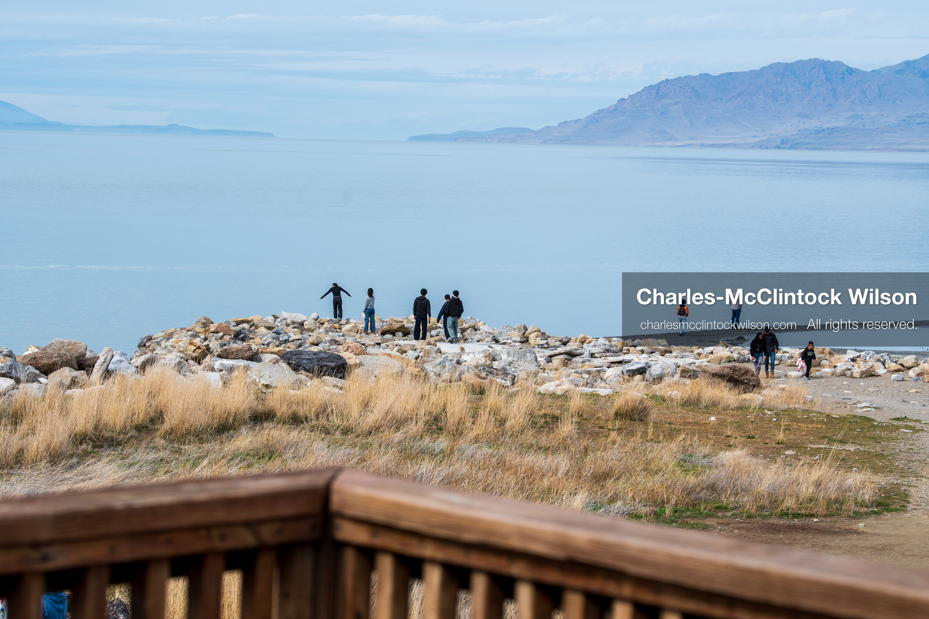 March 1, 2026, Great Salt Lake, Utah, USA: People walk along the shoreline of the Great Salt Lake as water levels remain historically low. Reports from state officials and the Great Salt Lake Strike Team state that the lake continues to fall within a serious adverse‑effects range, with elevations among the lowest recorded in more than one hundred years. The lake has drawn increased public attention as lawmakers consider large‑scale water projects and long‑term plans to address declining conditions. (Credit Image: © Charles‑McClintock Wilson/ZUMA Press Wire)