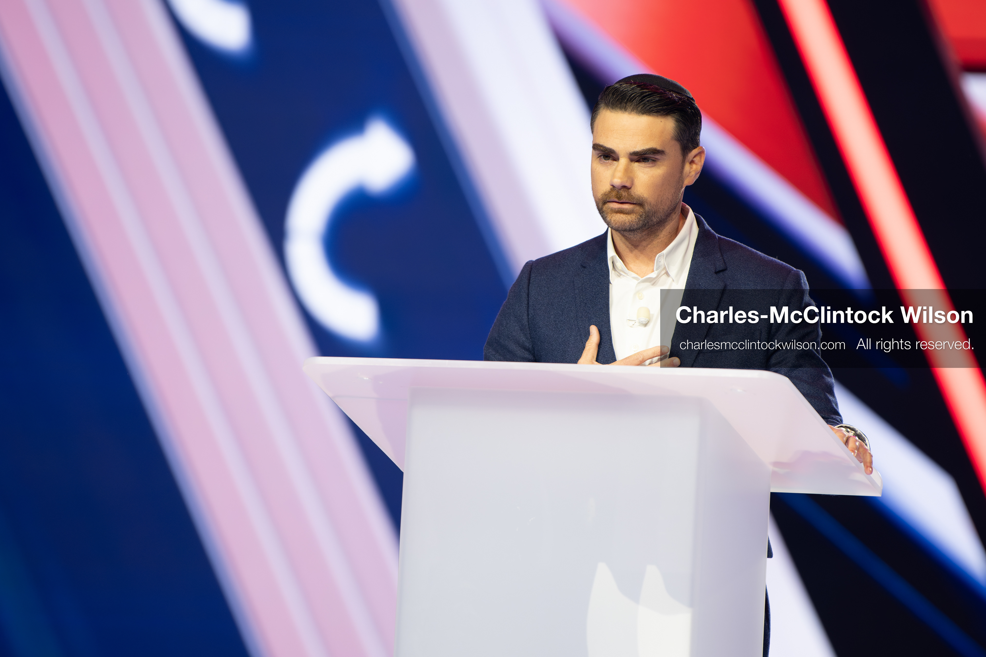 December 18, 2025, Phoenix, Arizona, USA: Ben Shapiro speaks during Day One of Turning Point USA’s AmericaFest 2025 at the Phoenix Convention Center in Phoenix, Arizona.   (Credit Image: © Charles‑McClintock Wilson/ZUMA Press Wire)