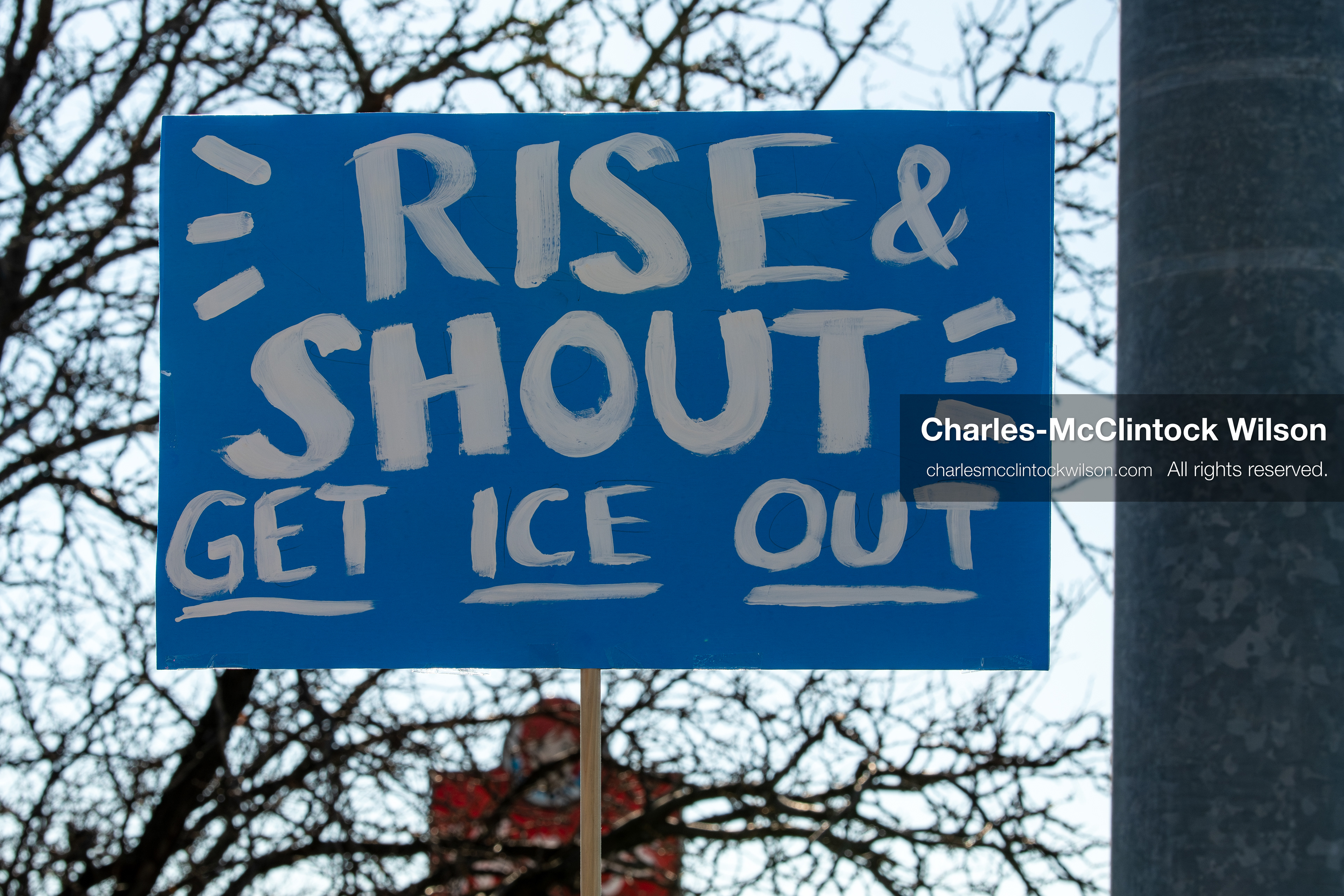 February 5, 2026, Provo, Utah, USA: A demonstrator holds a sign during a gathering near Brigham Young University in Provo where students and community members protested the presence of US Customs and Border Protection recruiters at a career fair held on the BYU campus. (Credit Image: © Charles McClintock Wilson/ZUMA Press Wire)
