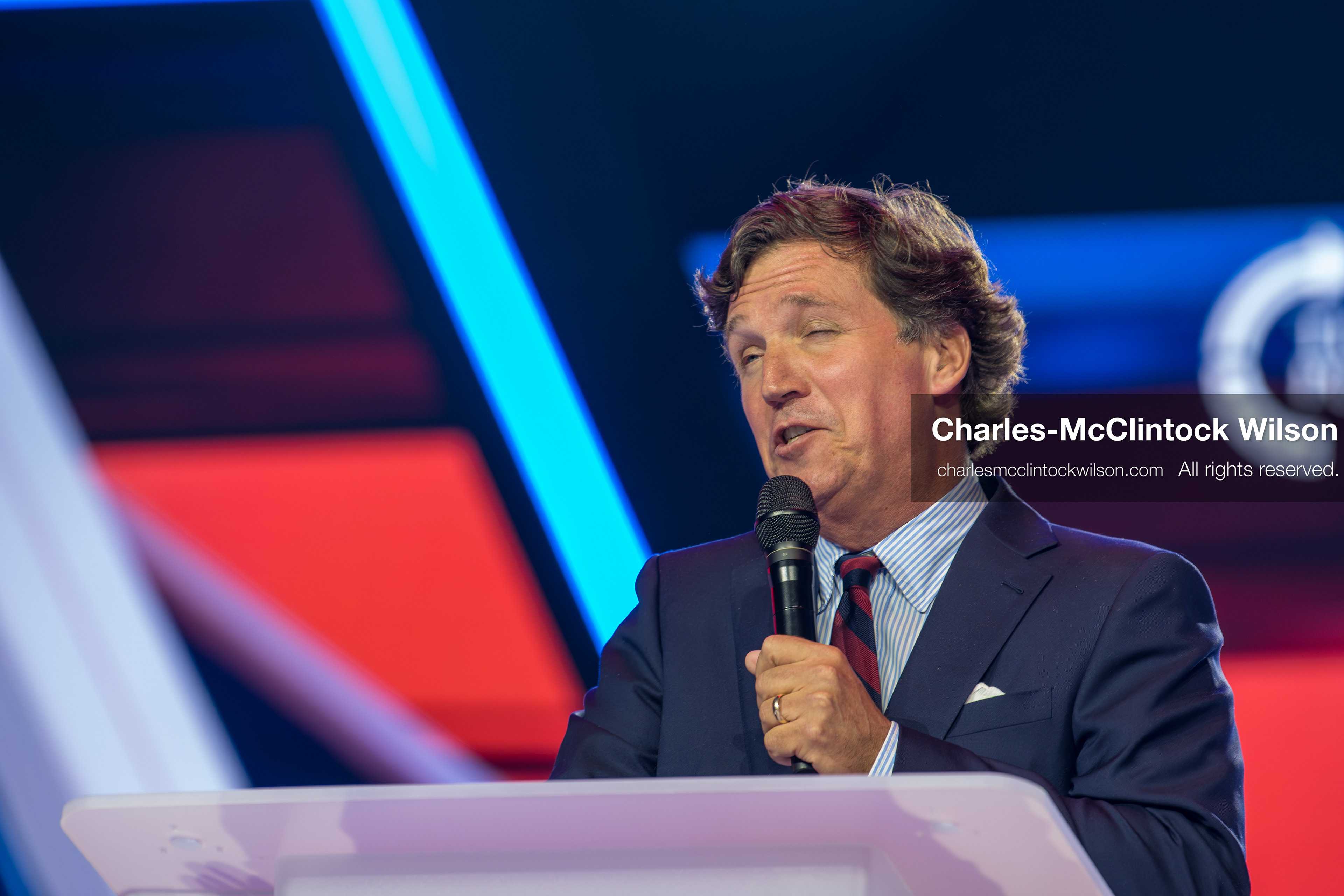 December 18, 2025, Phoenix, Arizona, USA: Tucker Carlson speaks on Day One of Turning Point USA’s AmericaFest 2025 at the Phoenix Convention Center in Phoenix, Arizona.   (Credit Image: © Charles‑McClintock Wilson/ZUMA Press Wire)