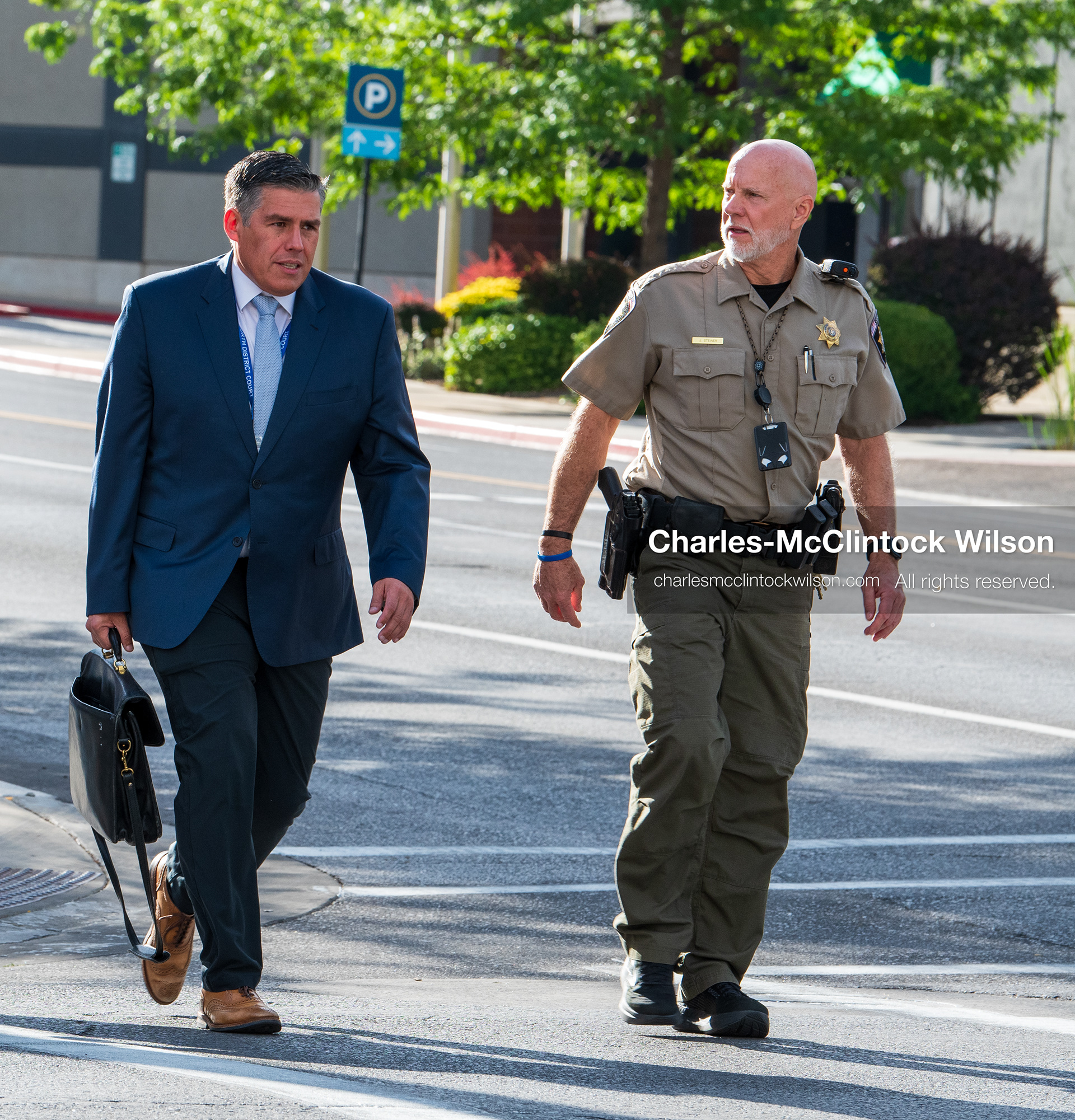 July 7, 2026, Provo, Utah, USA: JUDGE TONY GRAF, left, arrives at the Fourth District Court in Provo for the second day of the preliminary hearing in the Tyler Robinson case, accompanied by a Utah County Sheriff's deputy. Prosecutors are continuing to present evidence to determine whether probable cause exists for the case to proceed to trial after Charlie Kirk was fatally shot at Utah Valley University in 2025. (Credit Image: © Charles-McClintock Wilson/ZUMA Press Wire)