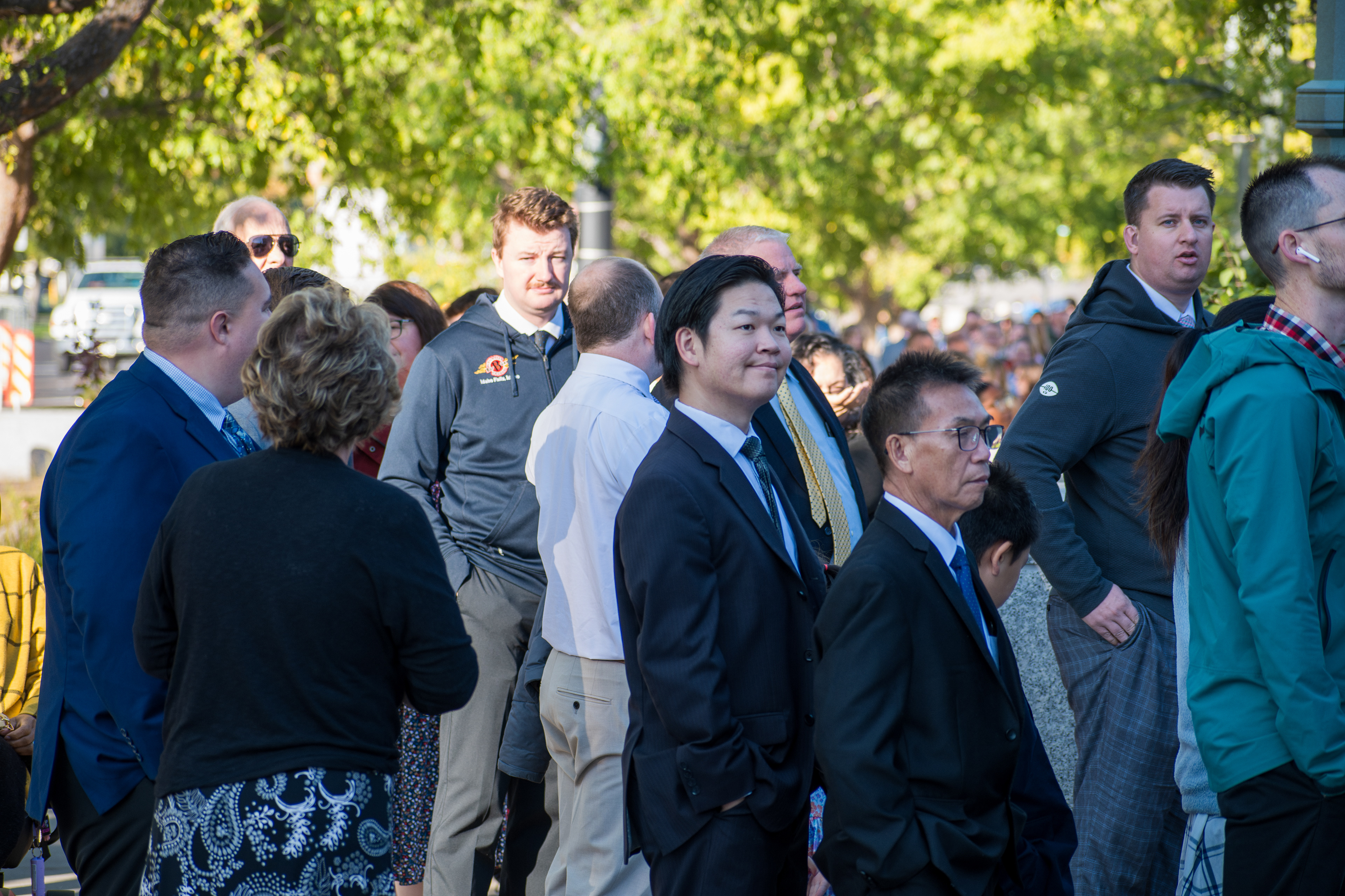 October 6, 2025, Salt Lake City, Utah, USA: People wait in line outside the Conference Center during the public viewing for RUSSELL M. NELSON, the 17th president of the Church of Jesus Christ of Latter-day Saints. Nelson died at his home in Salt Lake City, Utah, on September 27, 2025, at the age of 101. (Credit Image: © Charles-McClintock Wilson/ZUMA Press Wire)