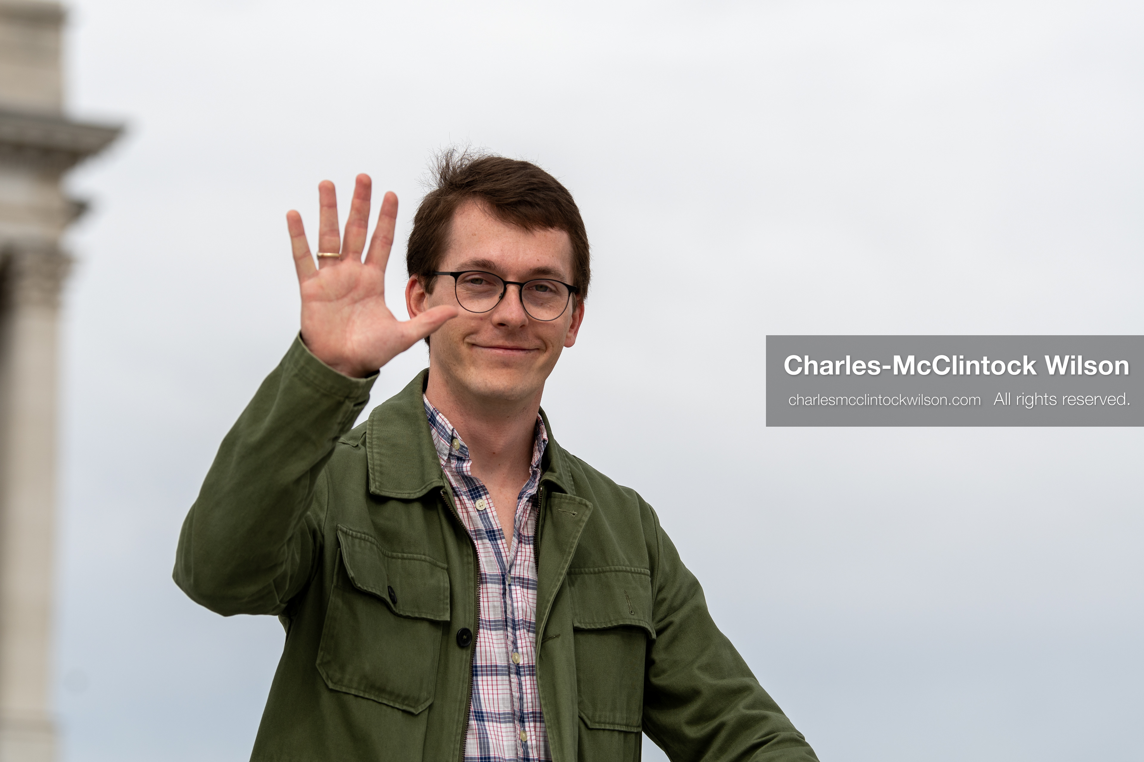February 28, 2026, Salt Lake City, Utah, USA: RILEY OWEN, a Republican candidate for Utah 1st Congressional District and a prominent supporter of Ukraine in Utah civic circles, waves during the Stand With Ukraine rally at the Utah State Capitol. The event marked the four year anniversary of the full scale Russian invasion of Ukraine and brought community members together in support of Ukrainians and local humanitarian efforts. (Credit Image: © Charles McClintock Wilson/ZUMA Press Wire)