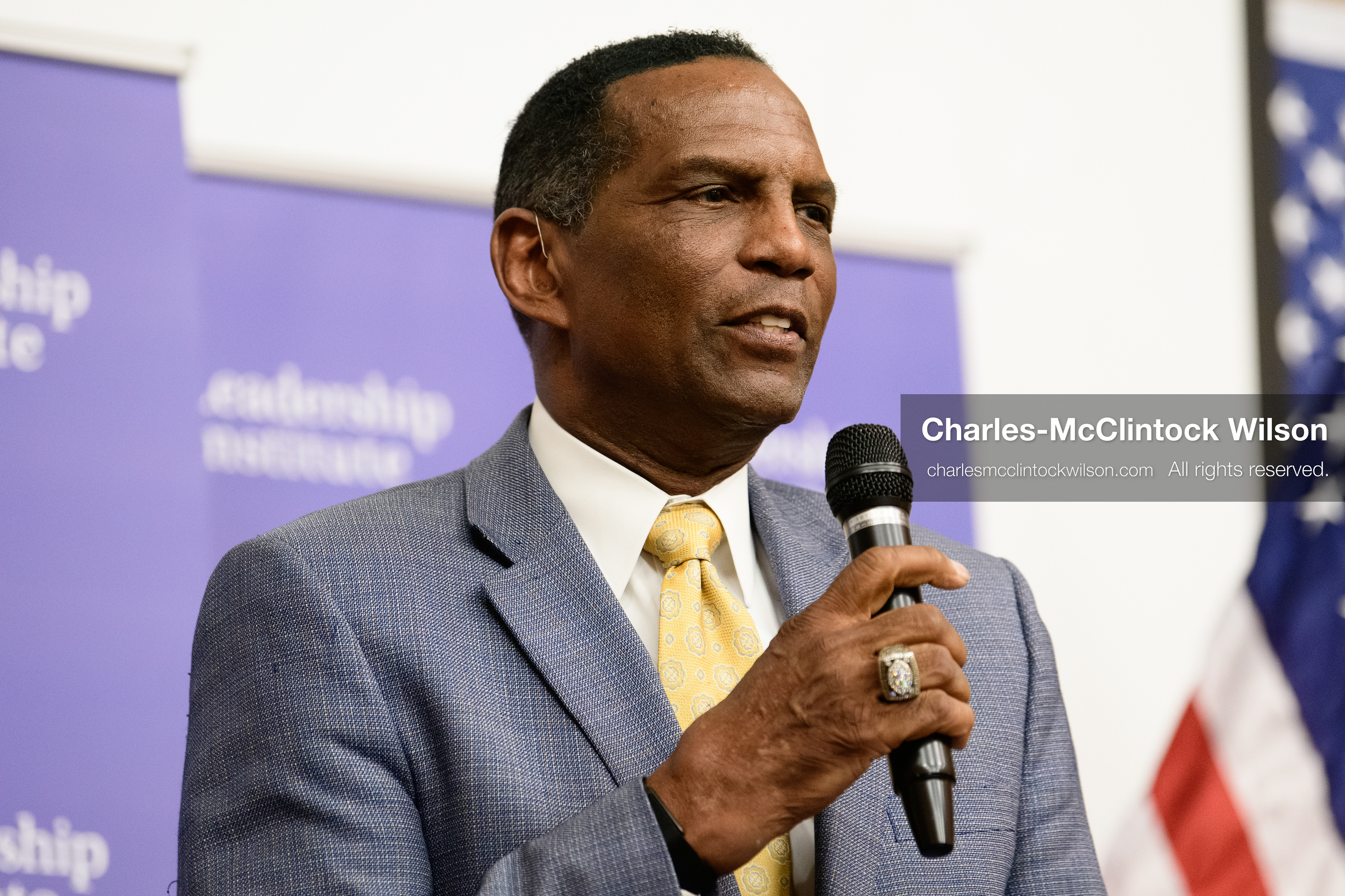 April 10, 2026, Salt Lake City, Utah, USA: U.S. Representative Burgess Owens, a Republican who represents Utah’s 4th Congressional District, speaks during a “Learing Tour” event headlined by YouTuber Nick Shirley and organized by the Utah Federation of College Republicans at the University of Utah. (Credit Image: © Charles‑McClintock Wilson/ZUMA Press Wire)