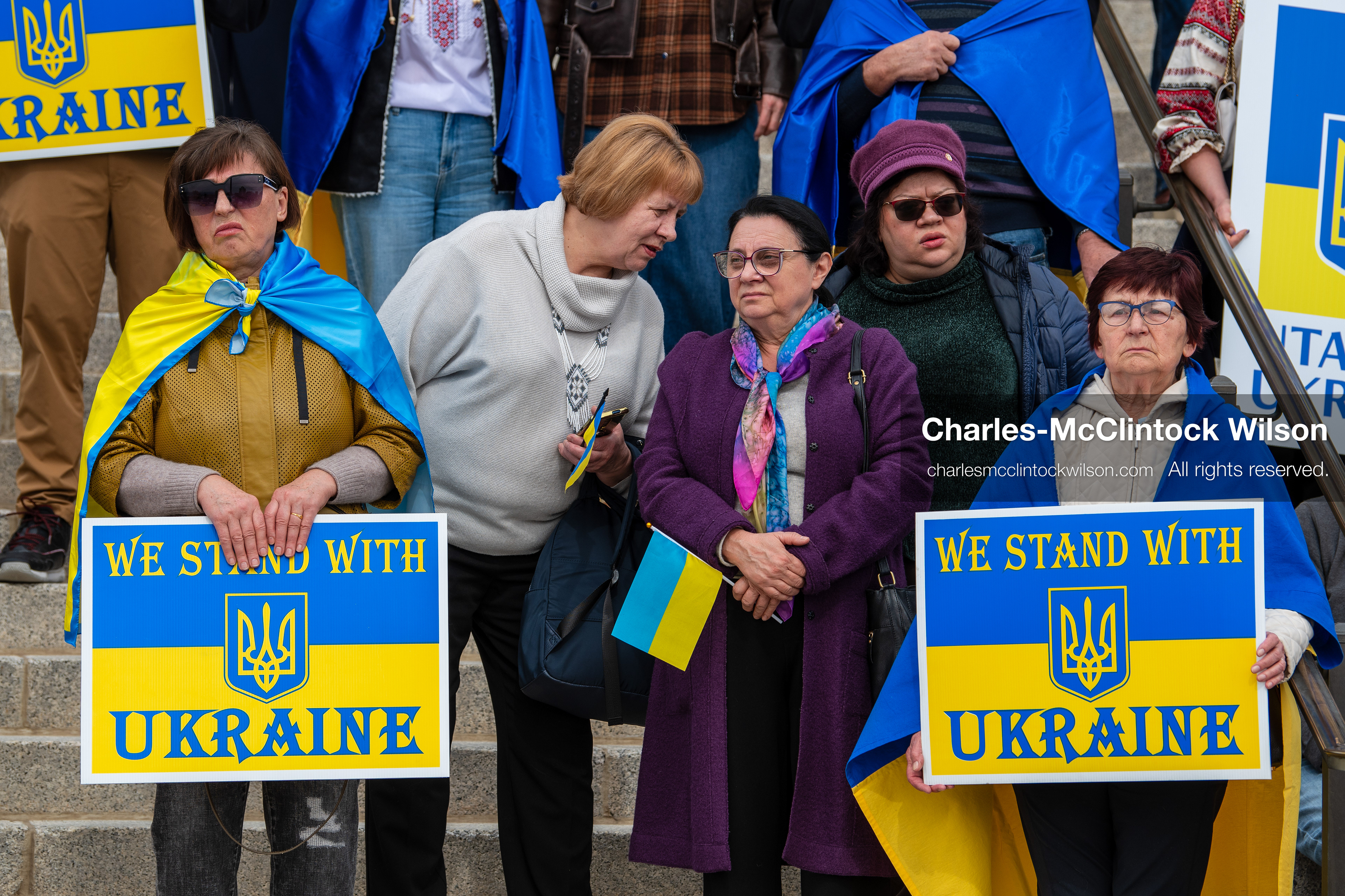 February 28, 2026, Salt Lake City, Utah, USA: Supporters gather on the steps of the Utah State Capitol during the Stand With Ukraine rally marking the four year anniversary of the full scale Russian invasion of Ukraine. Participants hold signs and Ukrainian flags as community members call for continued support for Ukraine and an end to the war. (Credit Image: © Charles McClintock Wilson/ZUMA Press Wire)