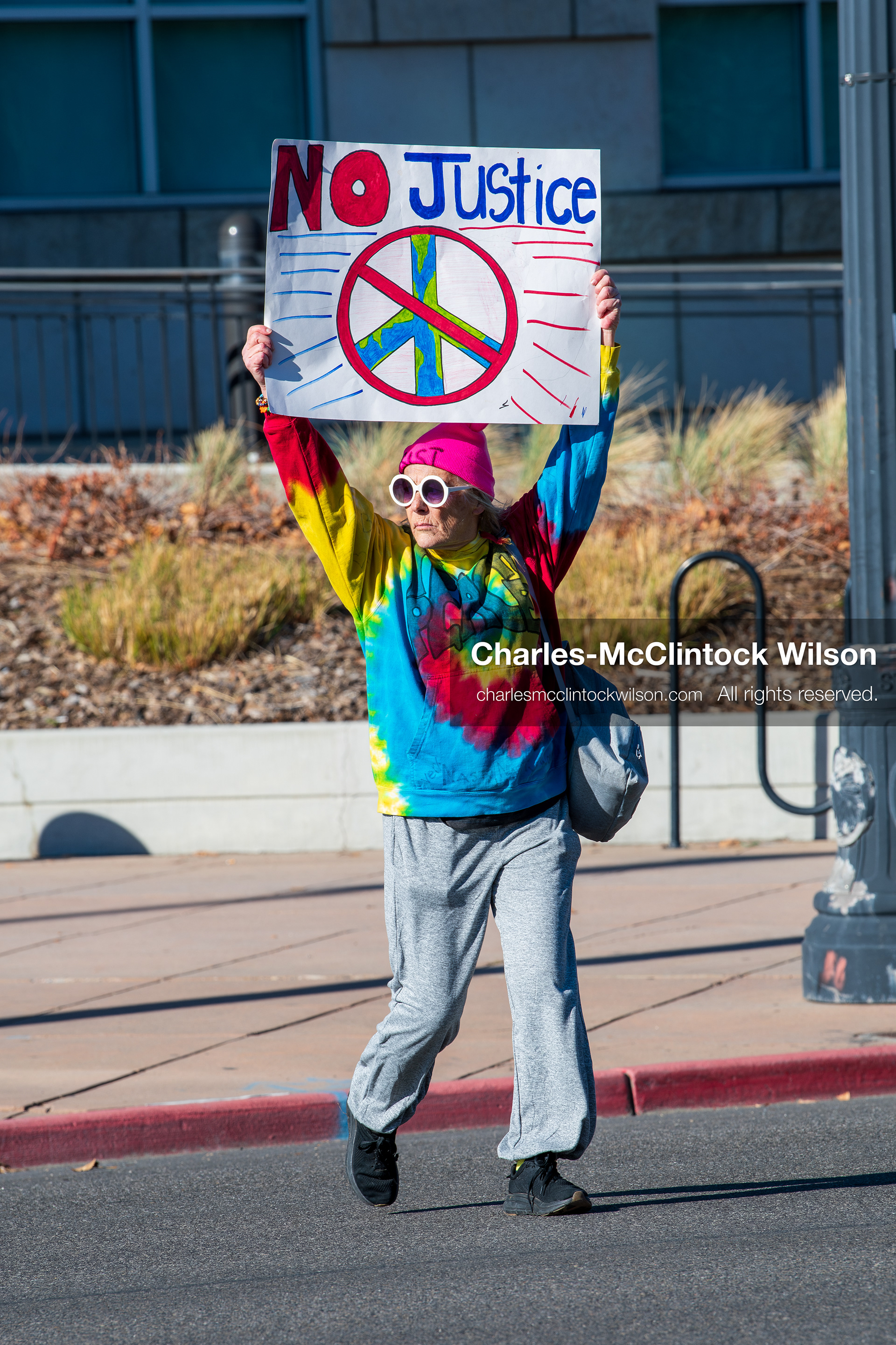 Salt Lake City, Utah, January 10, 2026: A protester holds a sign outside the Scott M. Matheson Courthouse during the ICE Out for Good protest, a demonstration calling for justice for Renee Nicole Good. (Credit Image: © Charles‑McClintock Wilson/ZUMA Press Wire)