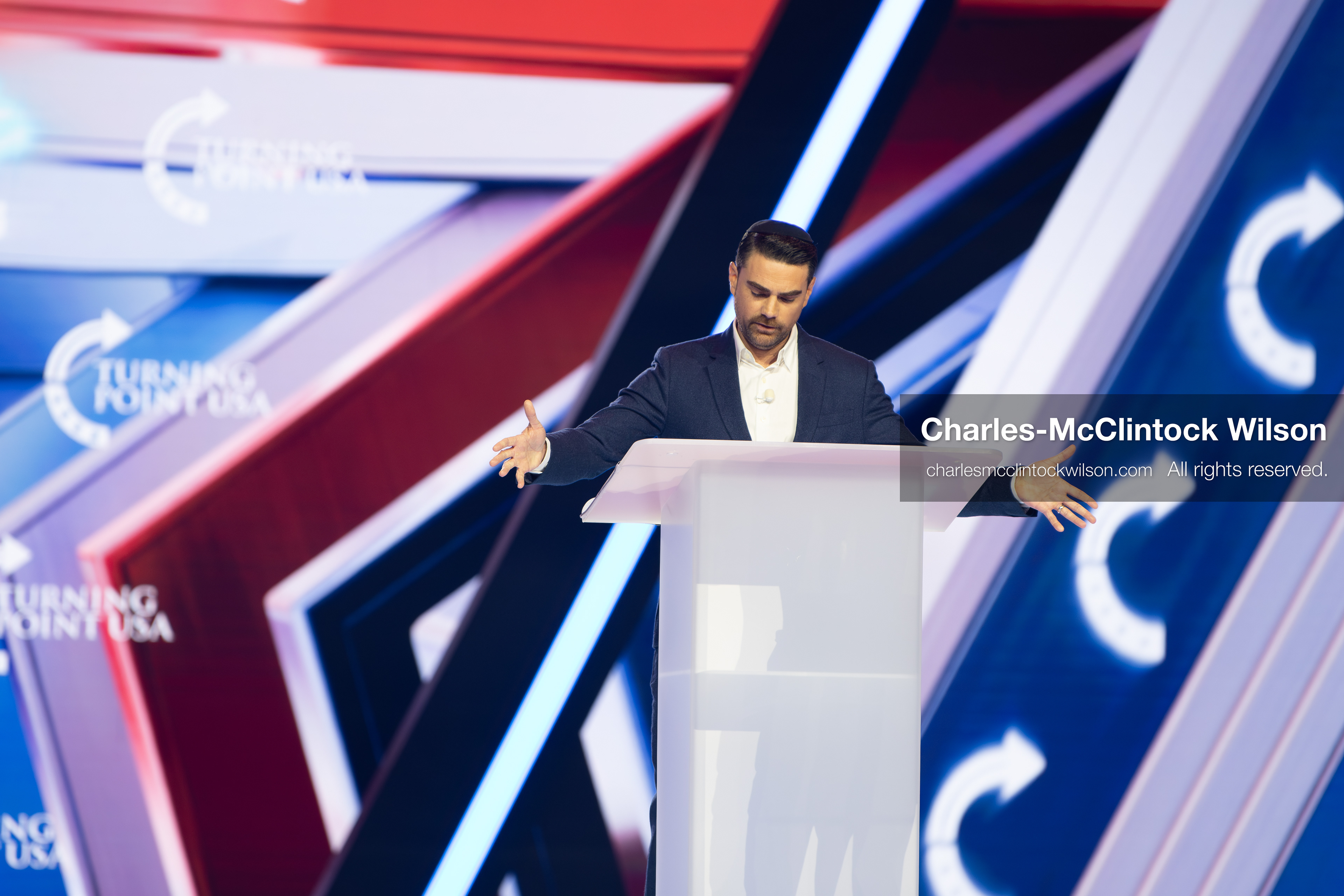 December 18, 2025, Phoenix, Arizona, USA: Ben Shapiro speaks during Day One of Turning Point USA’s AmericaFest 2025 at the Phoenix Convention Center in Phoenix, Arizona.   (Credit Image: © Charles‑McClintock Wilson/ZUMA Press Wire)