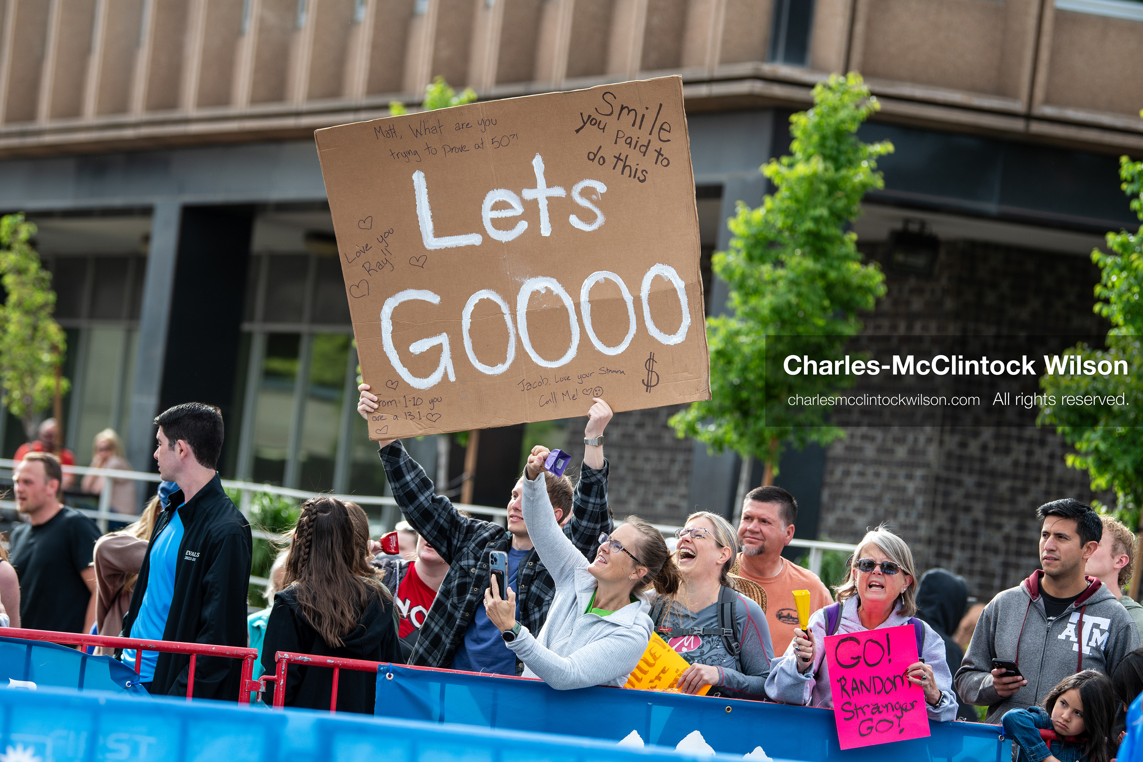 May 16, 2026, Ogden, Utah, USA: Spectators cheer and hold signs of encouragement as runners pass by during the 25th Annual America First Ogden Marathon in Ogden, Utah, on Saturday, May 16, 2026. (Credit Image: © Charles-McClintock Wilson/ZUMA Press Wire)