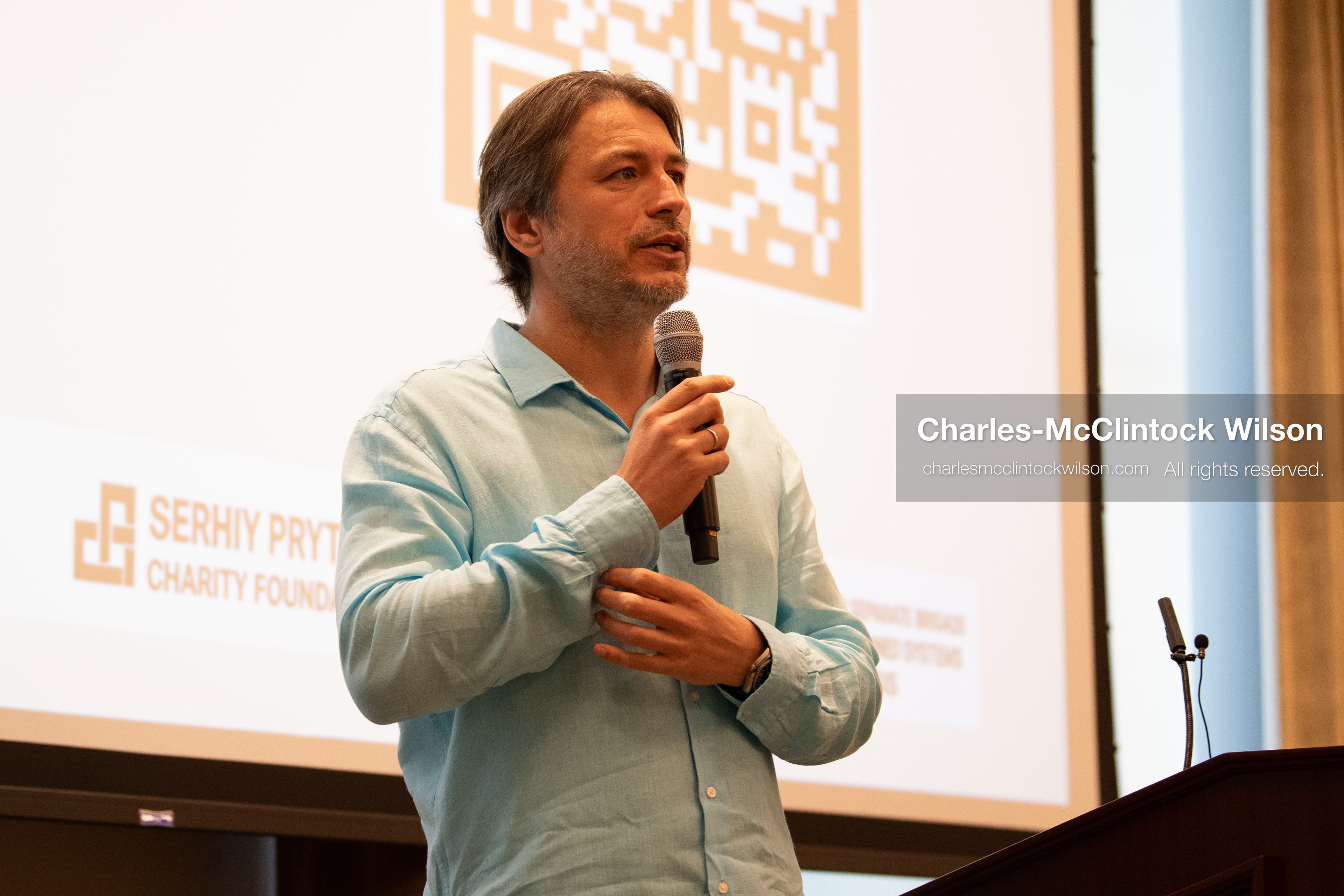  July 23, 2026, Salt Lake City, Utah, USA: Ukrainian activist SERHIY PRYTULA speaks during a community meeting at the Utah State Capitol building in Salt Lake City, Utah, on Thursday, July 23, 2026. The event, titled ''Ukraine in the Fifth Year of the Full-Scale War: An Honest Conversation,'' was hosted by the Prytula Foundation USA to discuss civil defense and ongoing humanitarian aid initiatives. (Credit Image: © Charles-McClintock Wilson/ZUMA Press Wire)