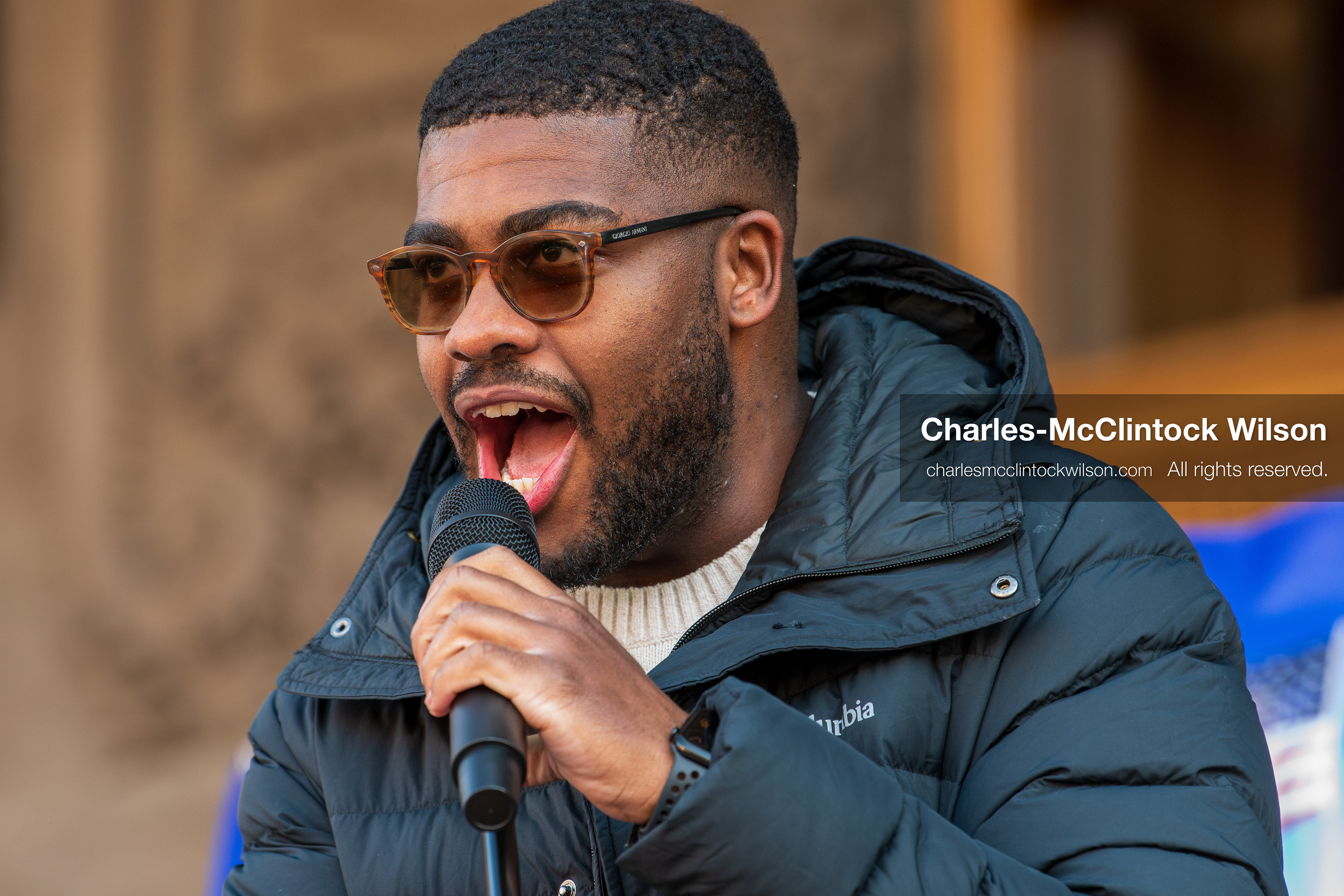 Salt Lake City, Utah, January 10, 2026: Isaiah Martin, a Democratic political advocate and former candidate for Texas’s 18th Congressional District, speaks during the ICE Out for Good protest at Washington Square Park, a demonstration calling for justice for Renee Nicole Good. (Credit Image: © Charles‑McClintock Wilson/ZUMA Press Wire)