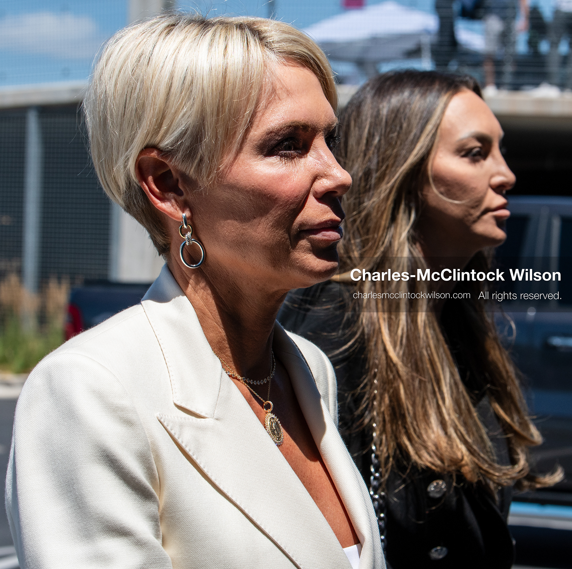 July 8, 2026, Provo, Utah, USA: Conservative fundraiser and executive STACY SHERIDAN, left, arrives at the Fourth District Court in Provo for the third day of the preliminary hearing in the Tyler Robinson case. Prosecutors are continuing to present evidence to determine whether probable cause exists for the case to proceed to trial after Charlie Kirk was fatally shot at Utah Valley University in 2025. (Credit Image: © Charles-McClintock Wilson/ZUMA Press Wire)