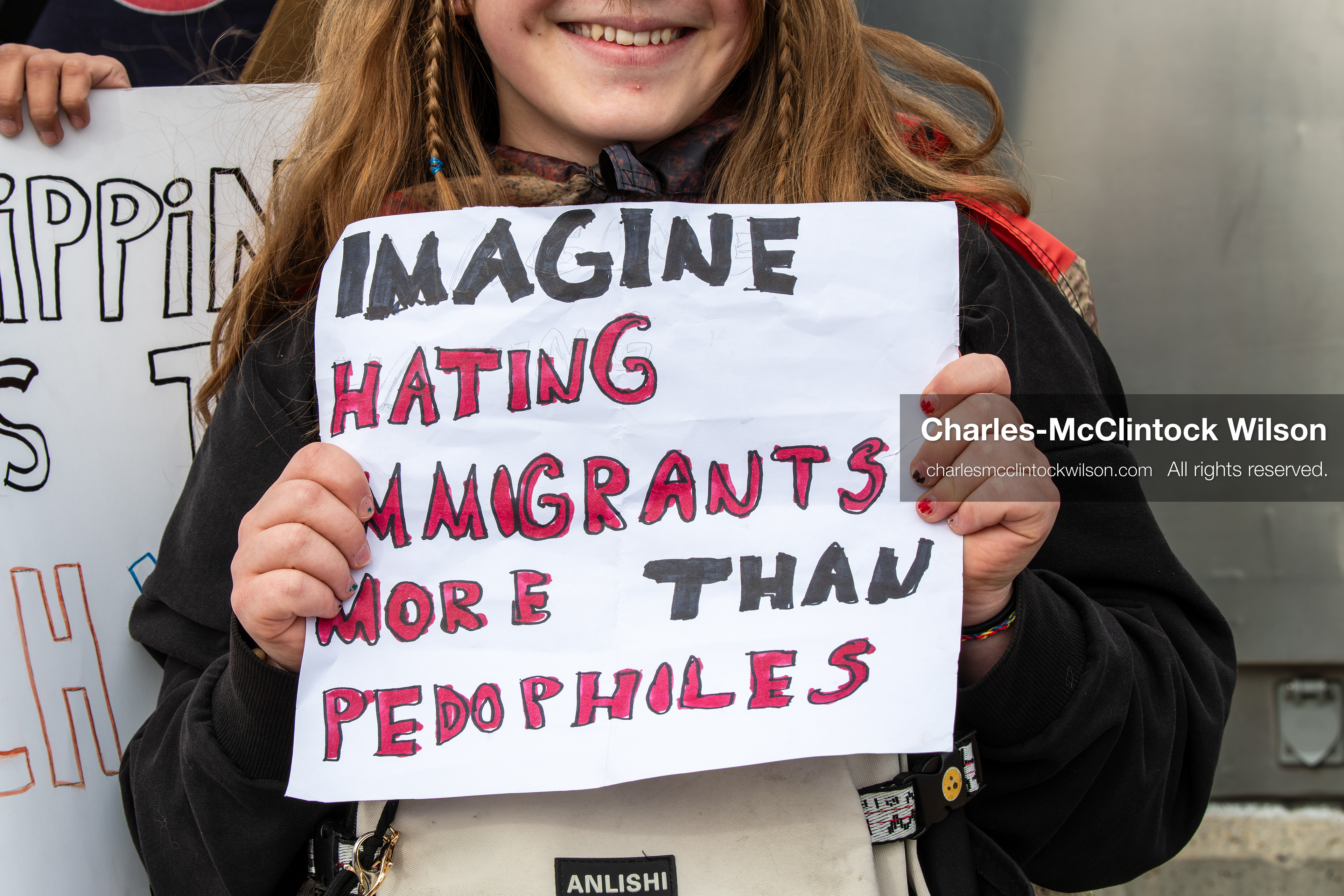 February 11, 2026, Orem, Utah, USA: A student stands along State Street during a student‑led protest involving participants from multiple Orem schools. (Credit Image: © Charles‑McClintock Wilson/ZUMA Press Wire)