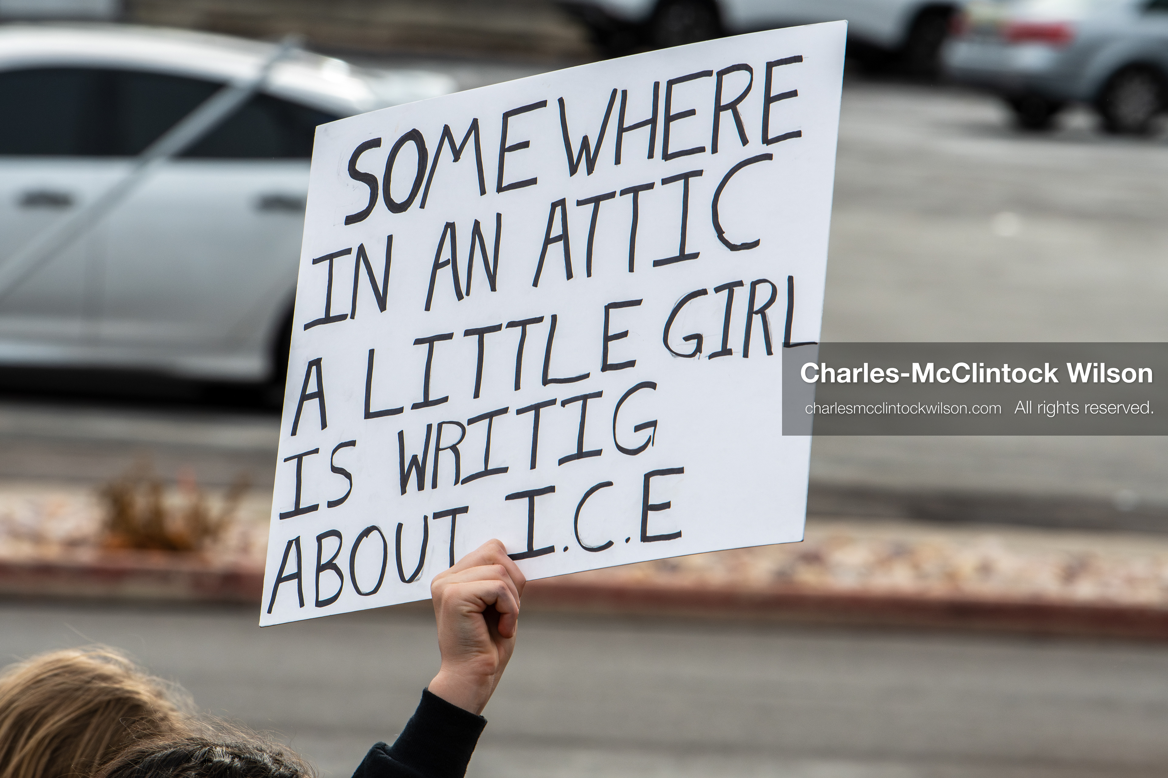 February 11, 2026, Orem, Utah, USA: A student stands along State Street during a student‑led protest involving participants from multiple Orem schools. (Credit Image: © Charles‑McClintock Wilson/ZUMA Press Wire)