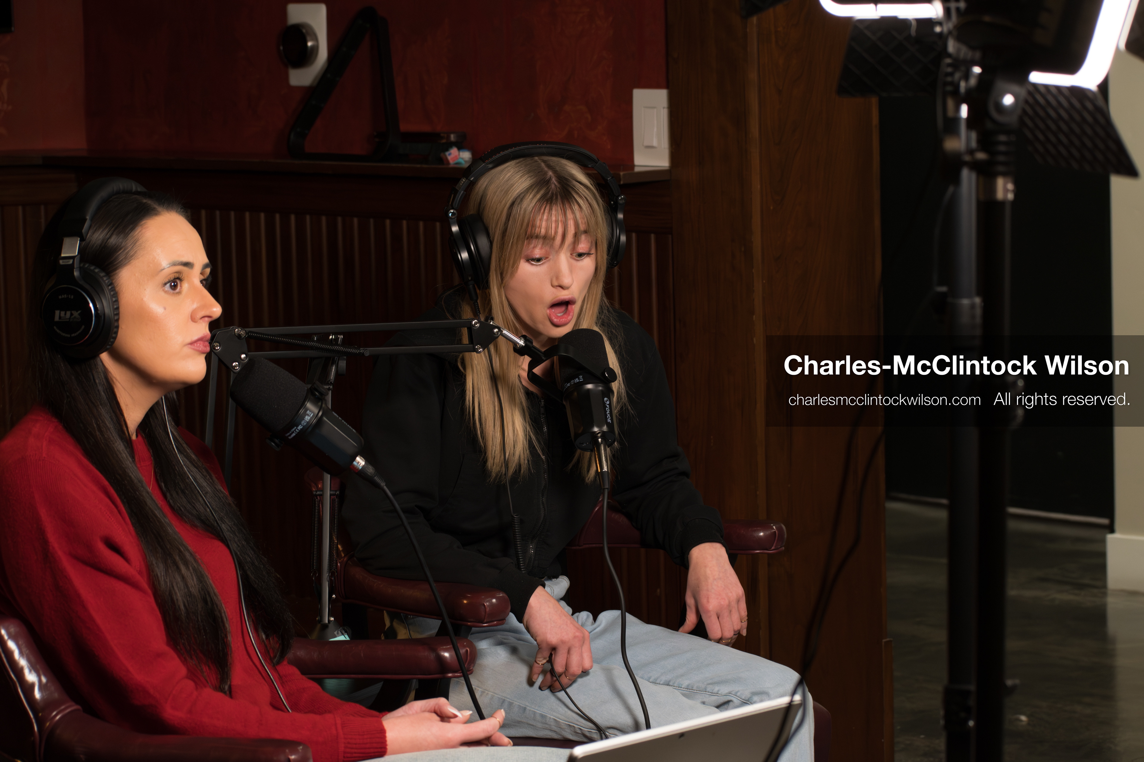 November 22, 2025 – Salt Lake City, Utah, USA: Brandi Siciliani and Billie Webb speak during the recording of an episode of The Brandi & Billie Show, an independent podcast known for its long-form commentary on politics, culture, and major world events. (Credit Image: © Charles‑McClintock Wilson)