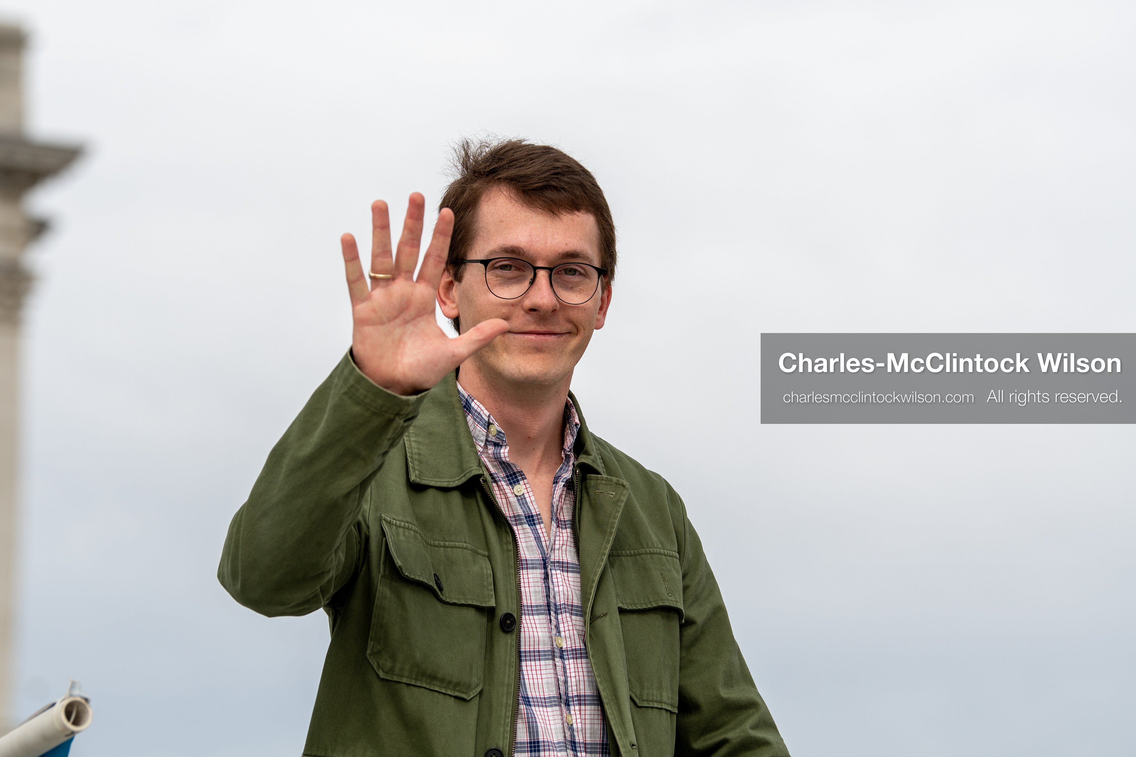 February 28, 2026, Salt Lake City, Utah, USA: RILEY OWEN, a Republican candidate for Utah 1st Congressional District and a prominent supporter of Ukraine in Utah civic circles, waves during the Stand With Ukraine rally at the Utah State Capitol. The event marked the four year anniversary of the full scale Russian invasion of Ukraine and brought community members together in support of Ukrainians and local humanitarian efforts. (Credit Image: © Charles McClintock Wilson/ZUMA Press Wire)