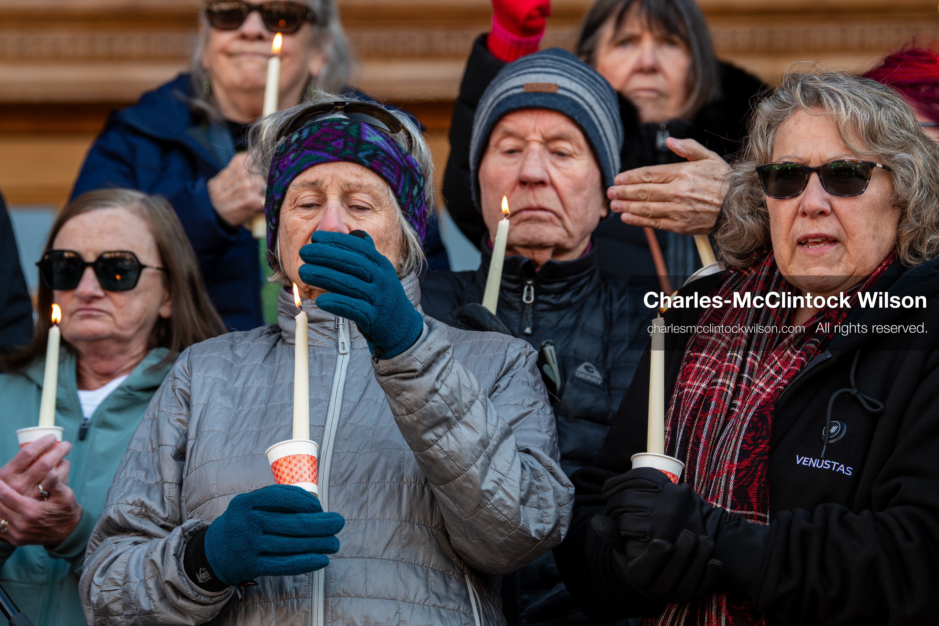 Salt Lake City, Utah, January 10, 2026: Participants hold candles during a vigil for Renee Nicole Good and other victims of ICE enforcement, part of the ICE Out for Good protest at Washington Square Park. (Credit Image: © Charles‑McClintock Wilson/ZUMA Press Wire)