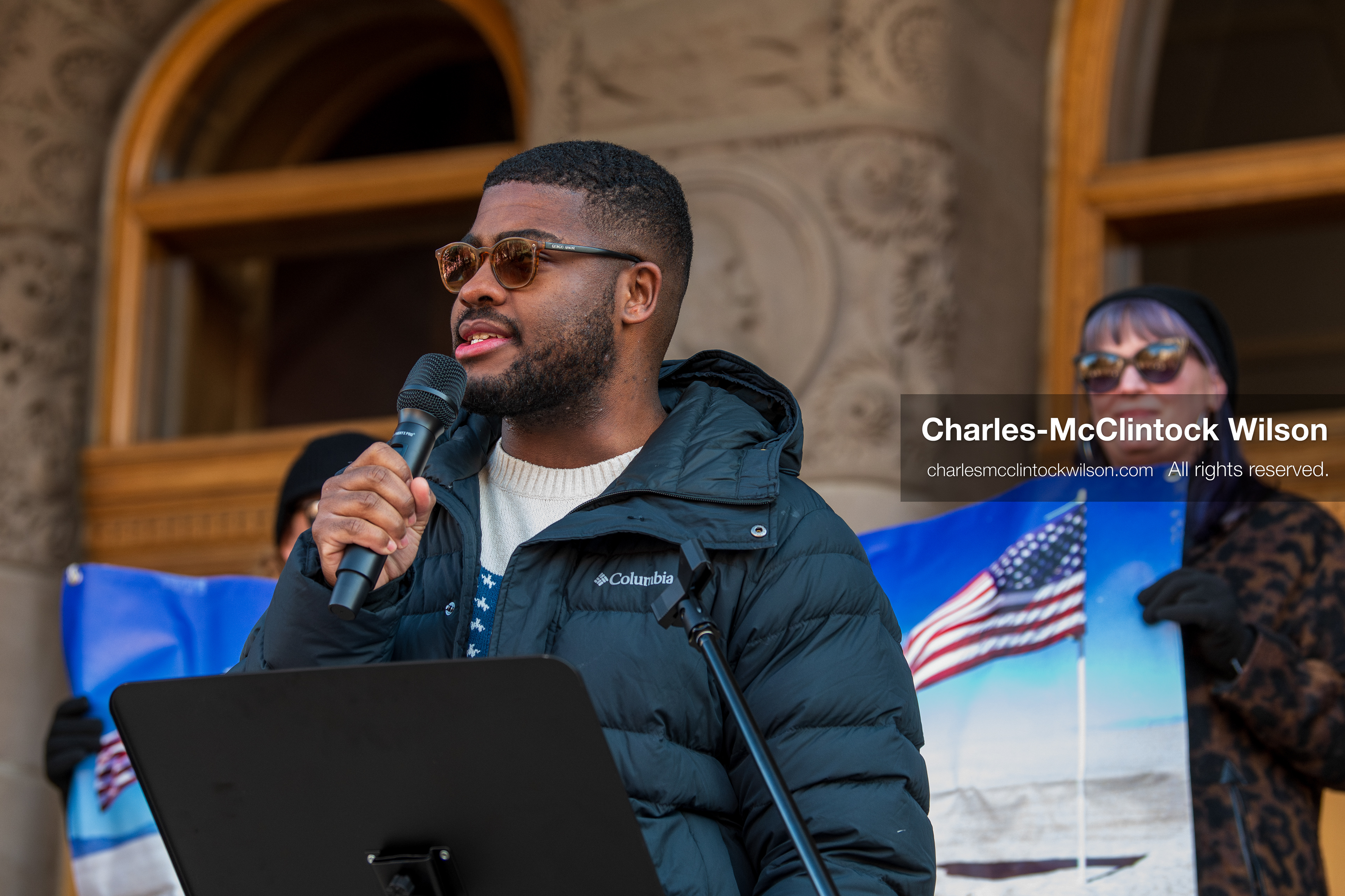 Salt Lake City, Utah, January 10, 2026: Isaiah Martin, a Democratic political advocate and former candidate for Texas’s 18th Congressional District, speaks during the ICE Out for Good protest at Washington Square Park, a demonstration calling for justice for Renee Nicole Good. (Credit Image: © Charles‑McClintock Wilson/ZUMA Press Wire)