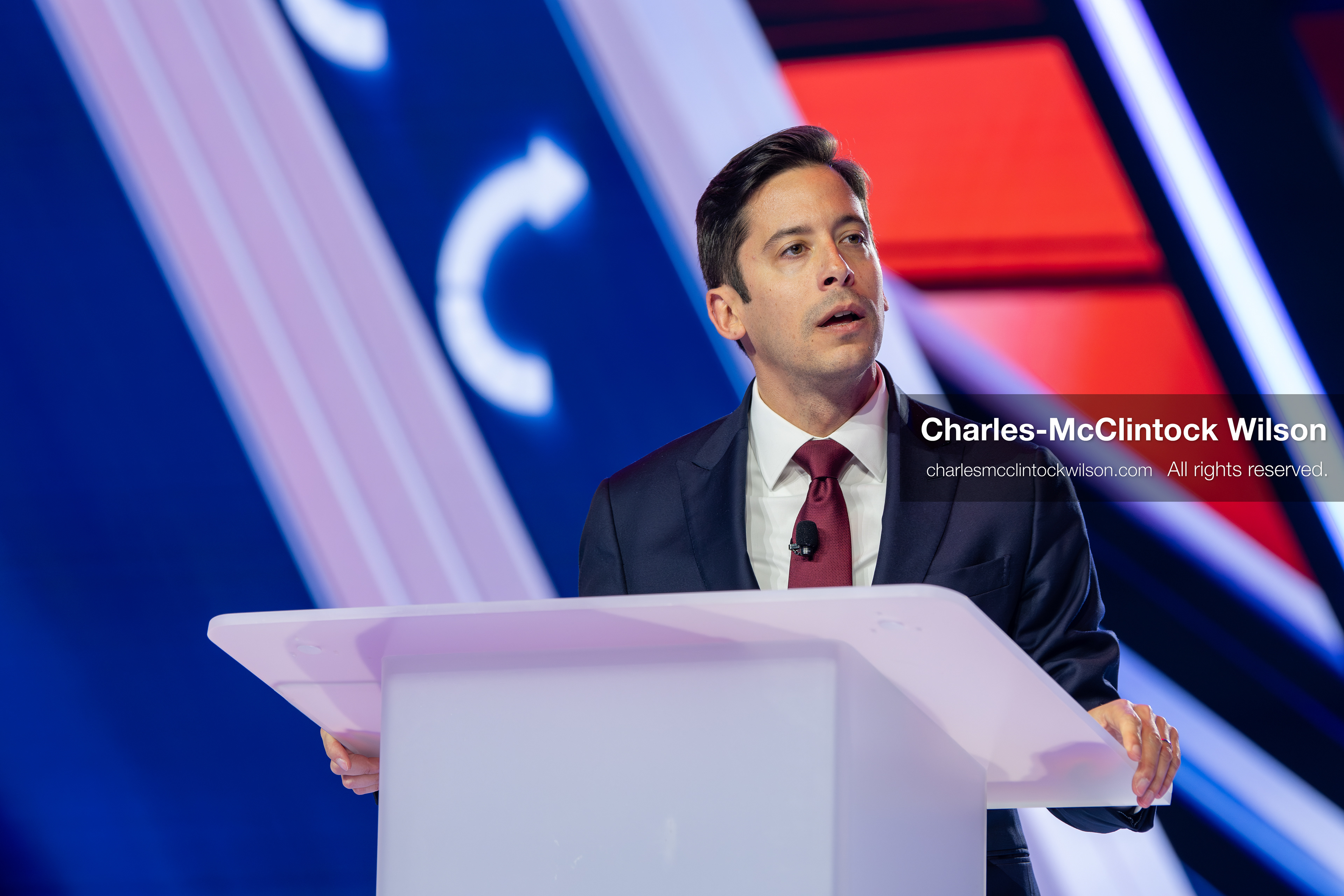 December 18, 2025, Phoenix, Arizona, USA: Michael Knowles speaks during Day One of Turning Point USA’s AmericaFest 2025 at the Phoenix Convention Center in Phoenix, Arizona.