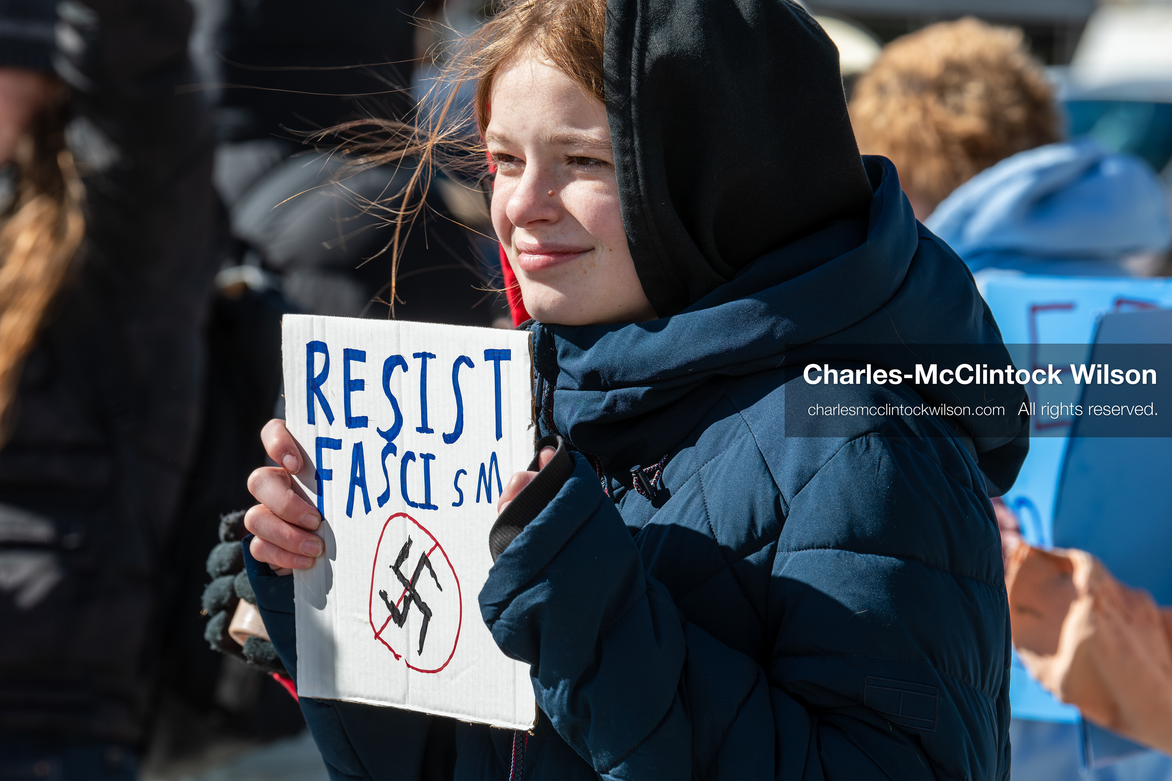 February 20, 2026, Orem, Utah, USA: A participant holds a cardboard sign during a student led protest against ICE in front of Orem City Hall. Demonstrators gather along State Street as the event continues in the area. (Credit Image: © Charles McClintock Wilson/ZUMA Press Wire)
