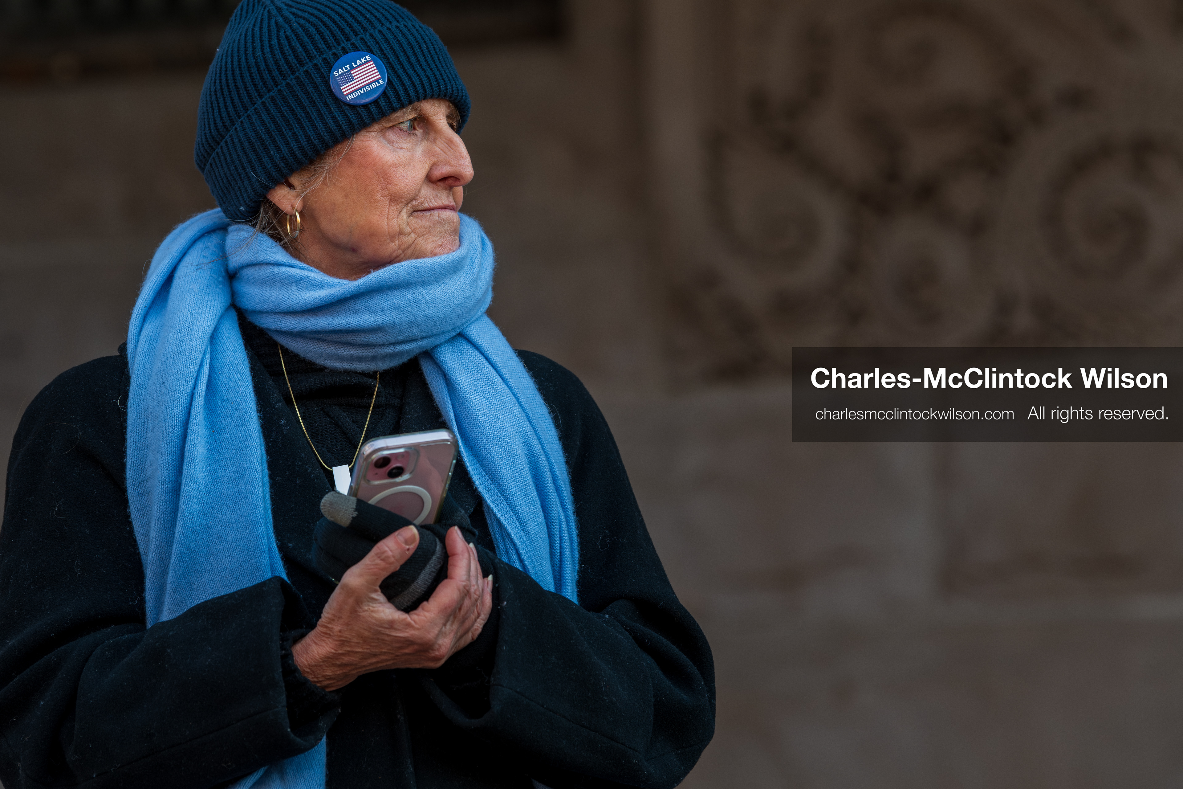 Salt Lake City, Utah, January 10, 2026: Sarah Buck, leader and key organizer for Salt Lake Indivisible, stands during the ICE Out for Good protest at Washington Square Park, a demonstration calling for justice for Renee Nicole Good. (Credit Image: © Charles‑McClintock Wilson/ZUMA Press Wire)