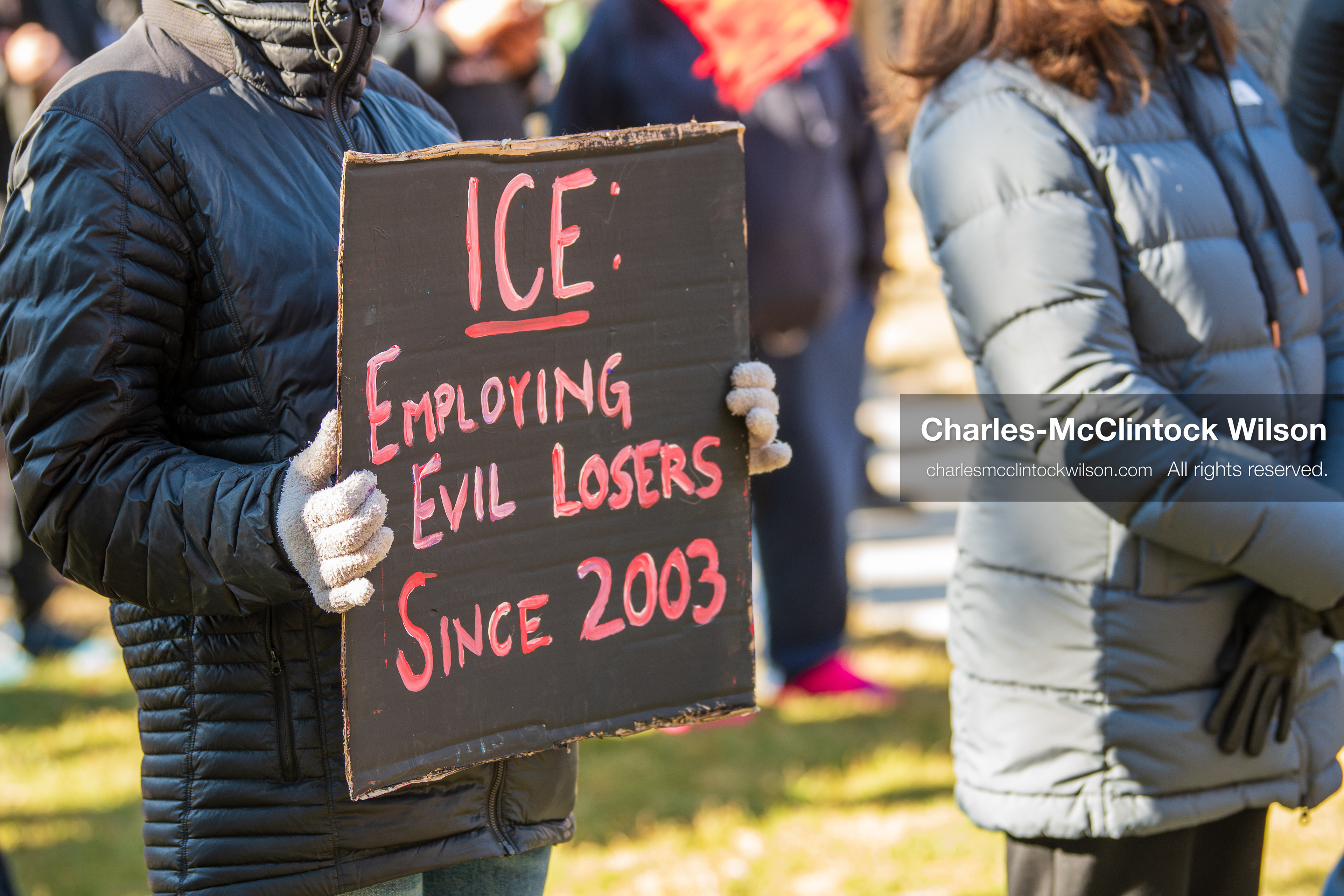 January 10, 2026, Salt Lake City, Utah, USA: A protester holds a sign during the ICE Out for Good protest in Salt Lake City, Utah, on January 10, 2026, a demonstration against ICE and calling for justice for Renee Nicole Good. (Credit Image: © Charles-McClintock Wilson/ZUMA Press Wire)